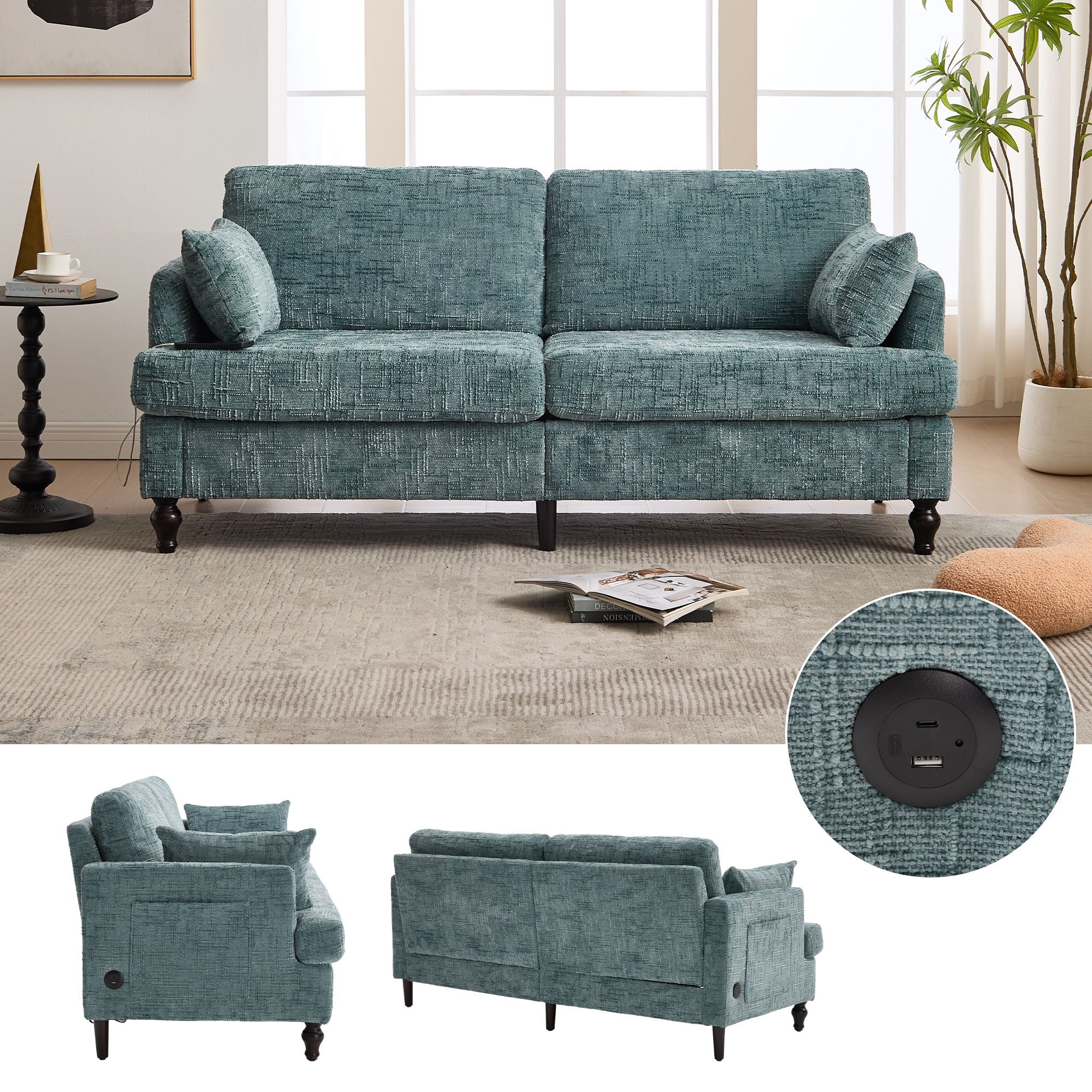 2 Seater Sofa With LED Light, USB Charging Port, And Storage Bag - Image 10