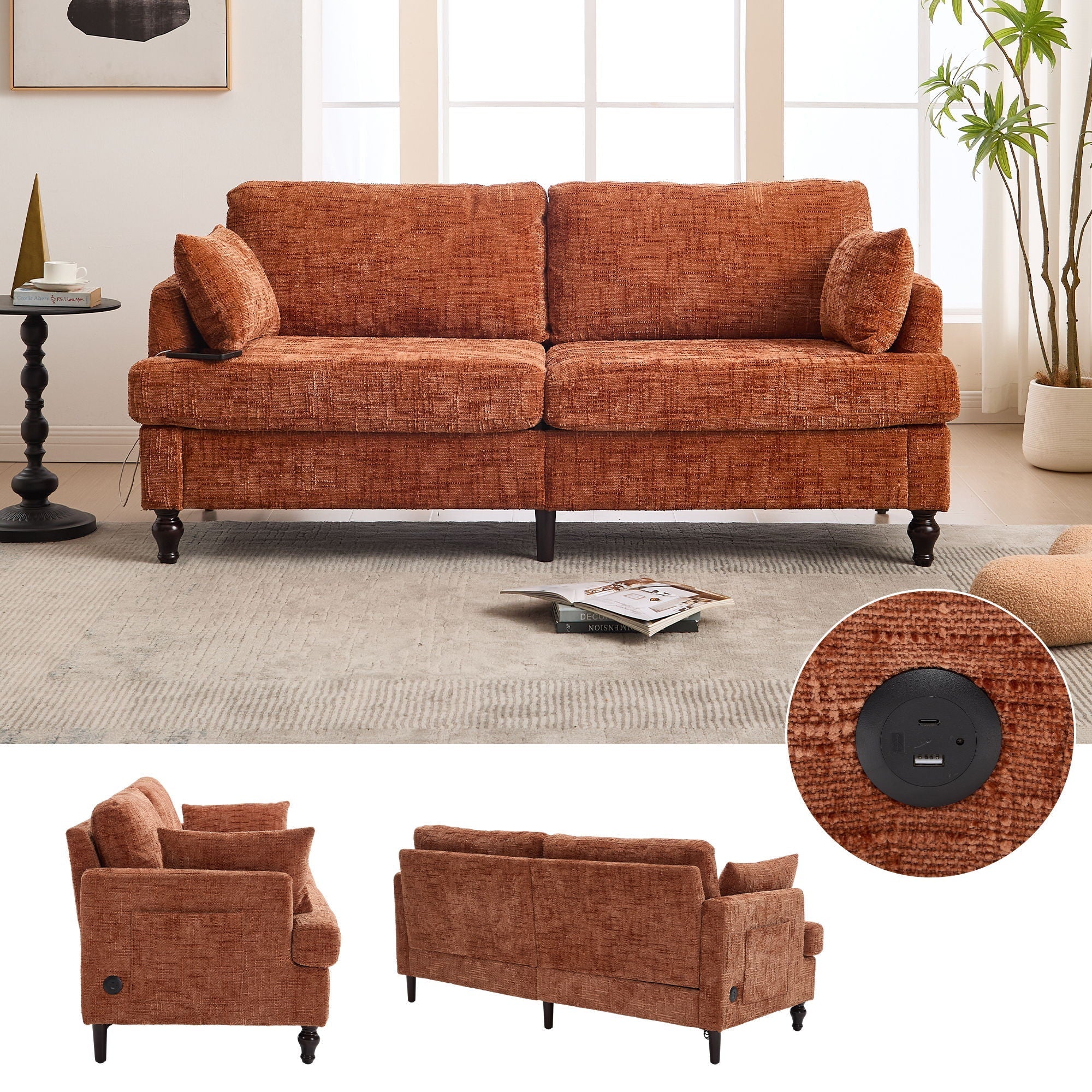 2 Seater Sofa With LED Light, USB Charging Port, And Storage Bag - Image 12