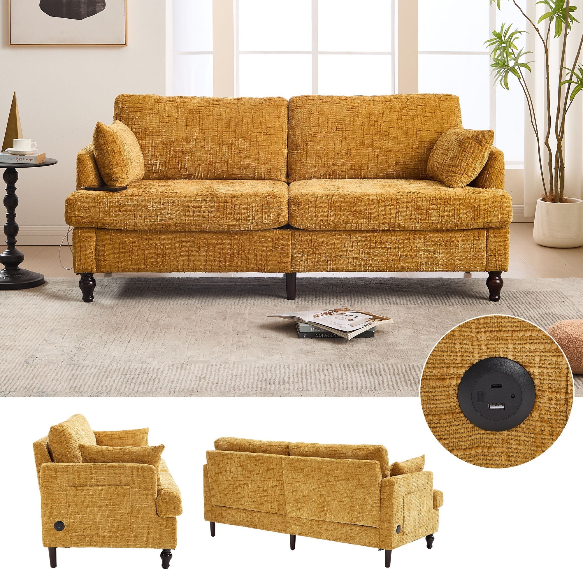 2 Seater Sofa With LED Light, USB Charging Port, And Storage Bag - Image 15