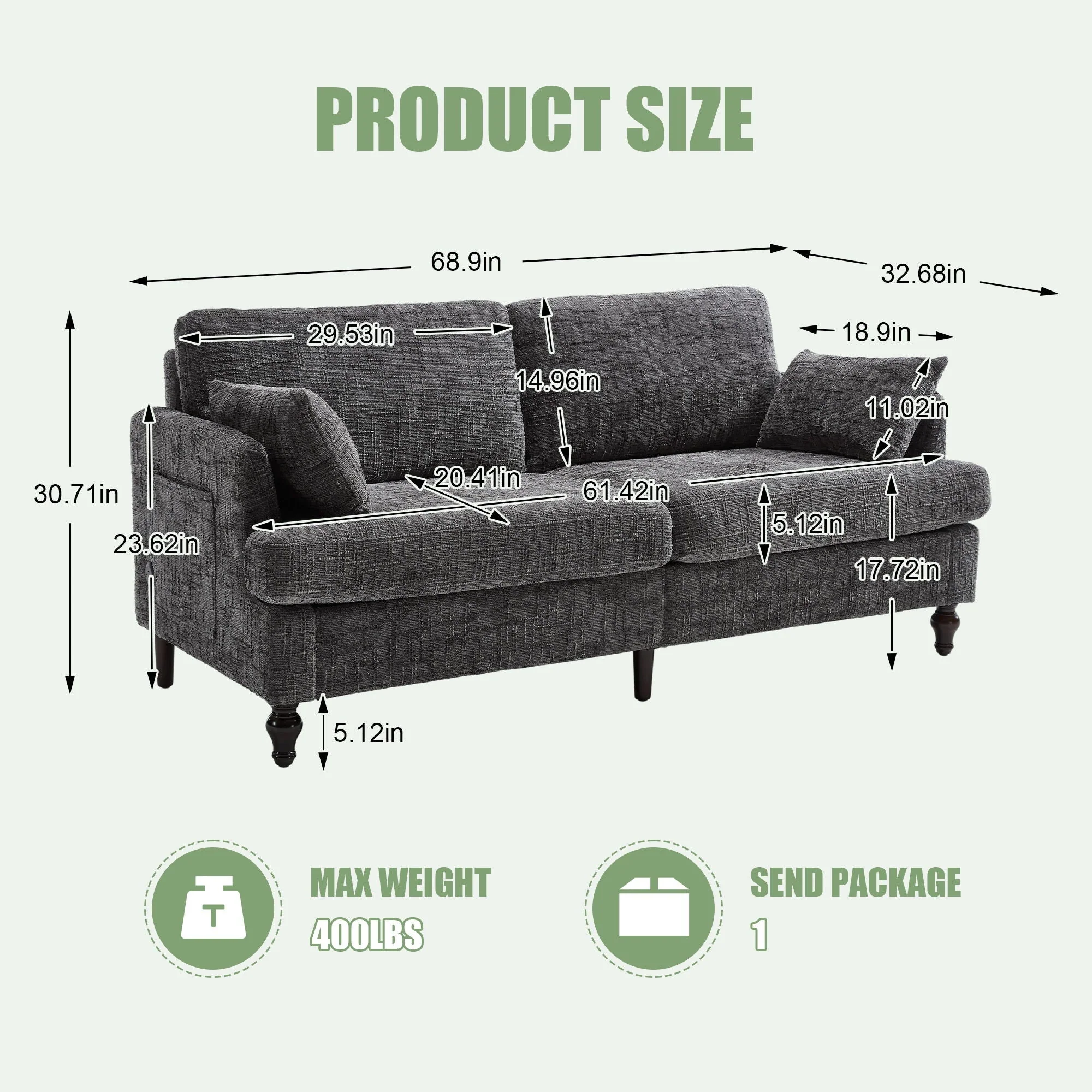 2 Seater Sofa With LED Light, USB Charging Port, And Storage Bag - Image 17