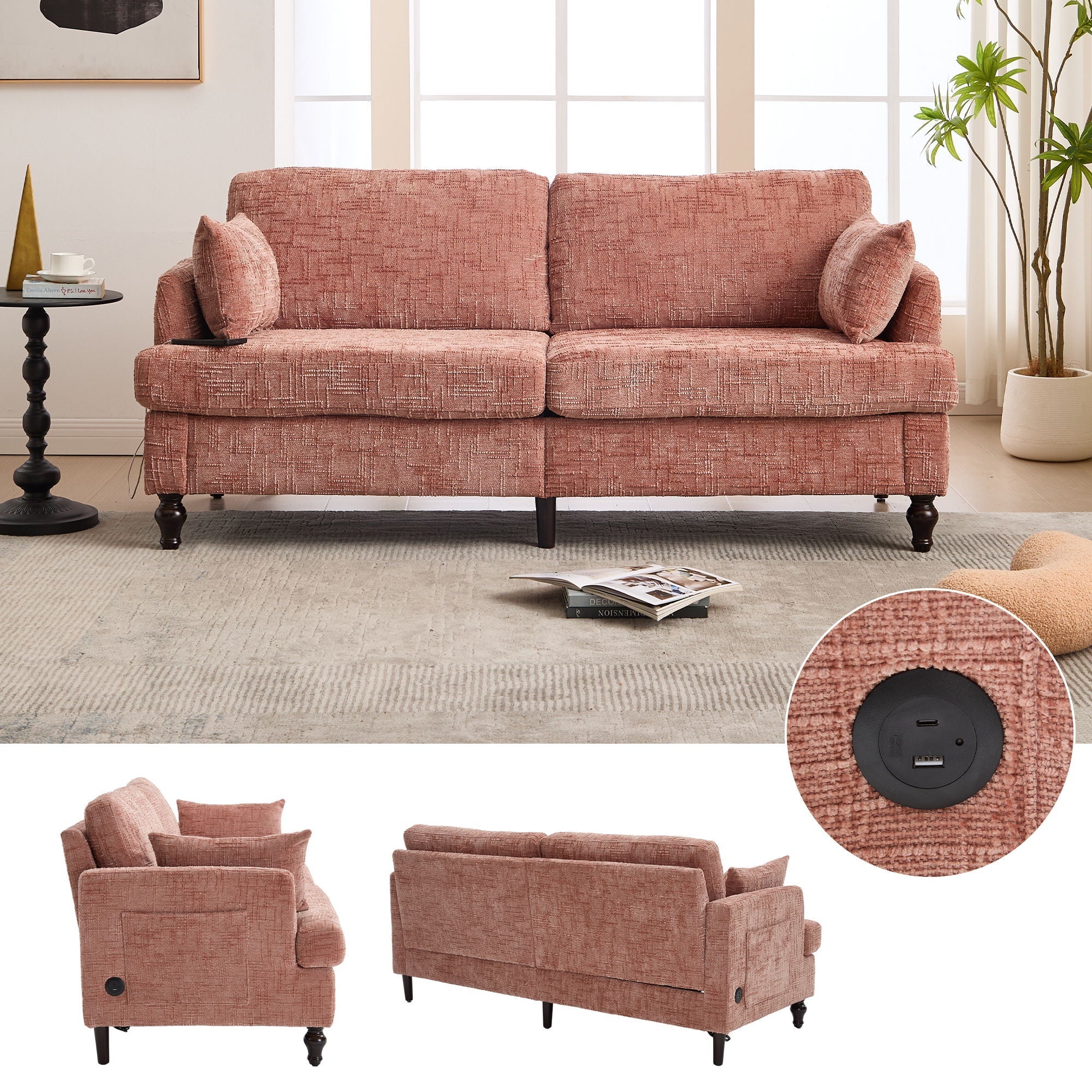 2 Seater Sofa With LED Light, USB Charging Port, And Storage Bag - Image 20