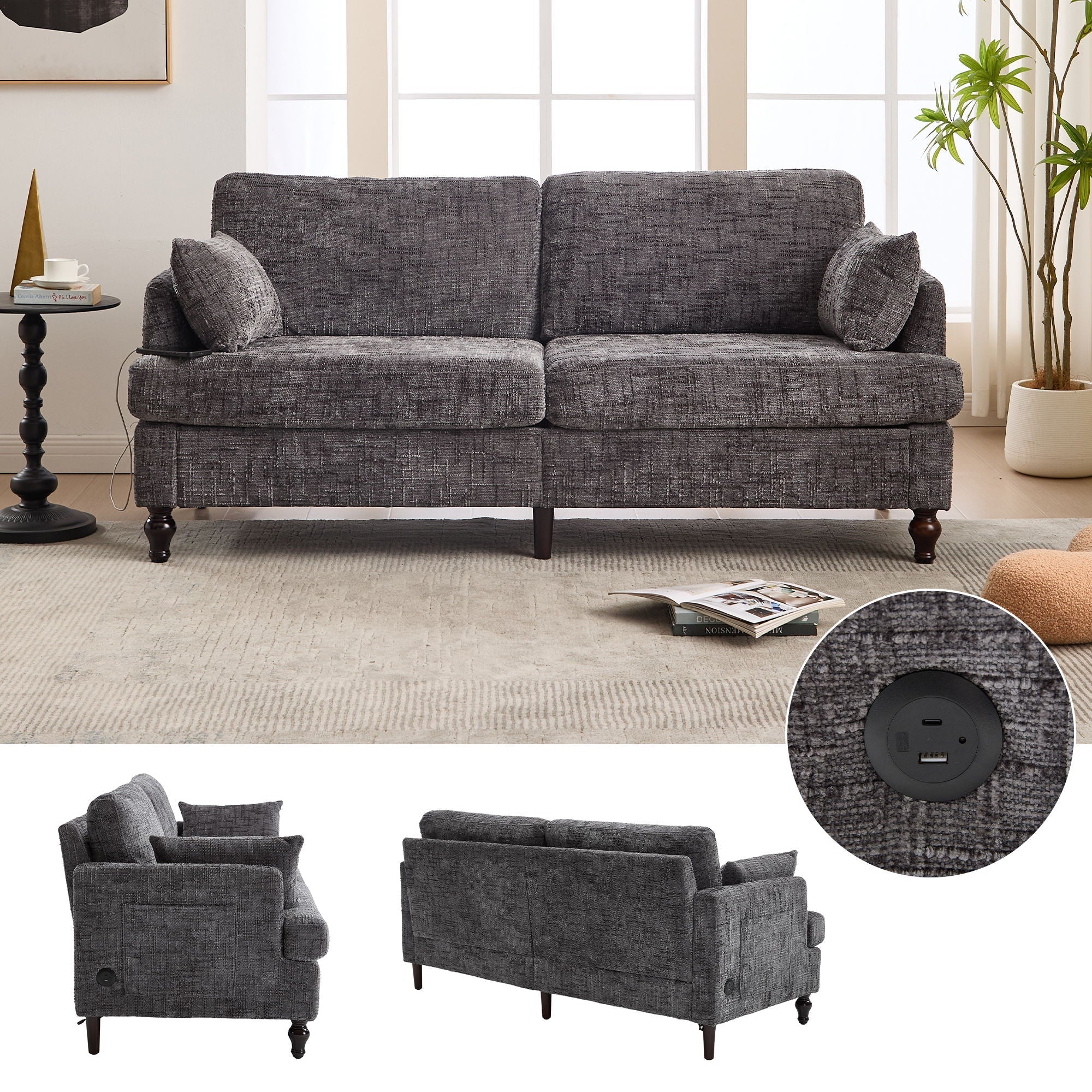 2 Seater Sofa With LED Light, USB Charging Port, And Storage Bag - Image 21
