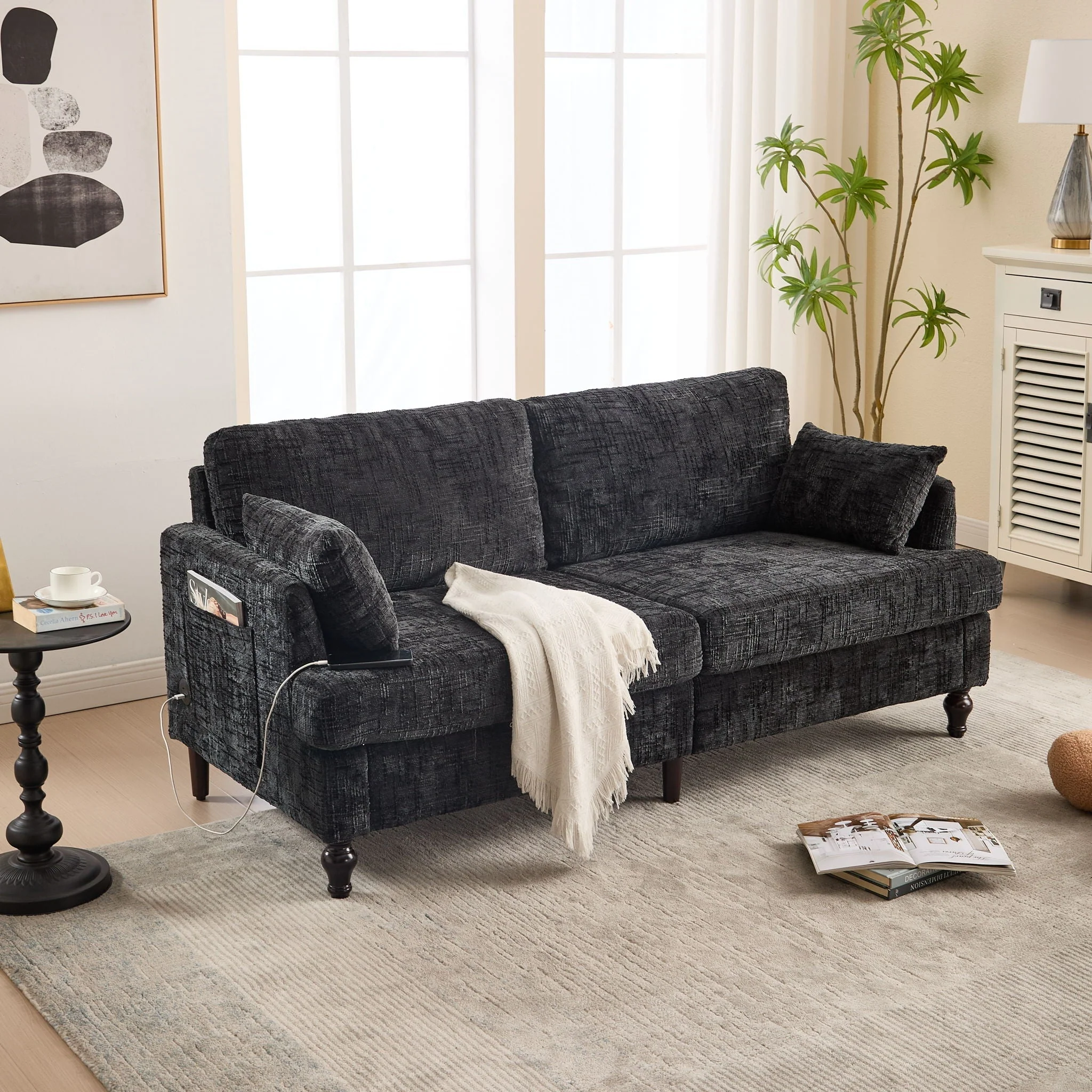 2 Seater Sofa With LED Light, USB Charging Port, And Storage Bag - Image 22