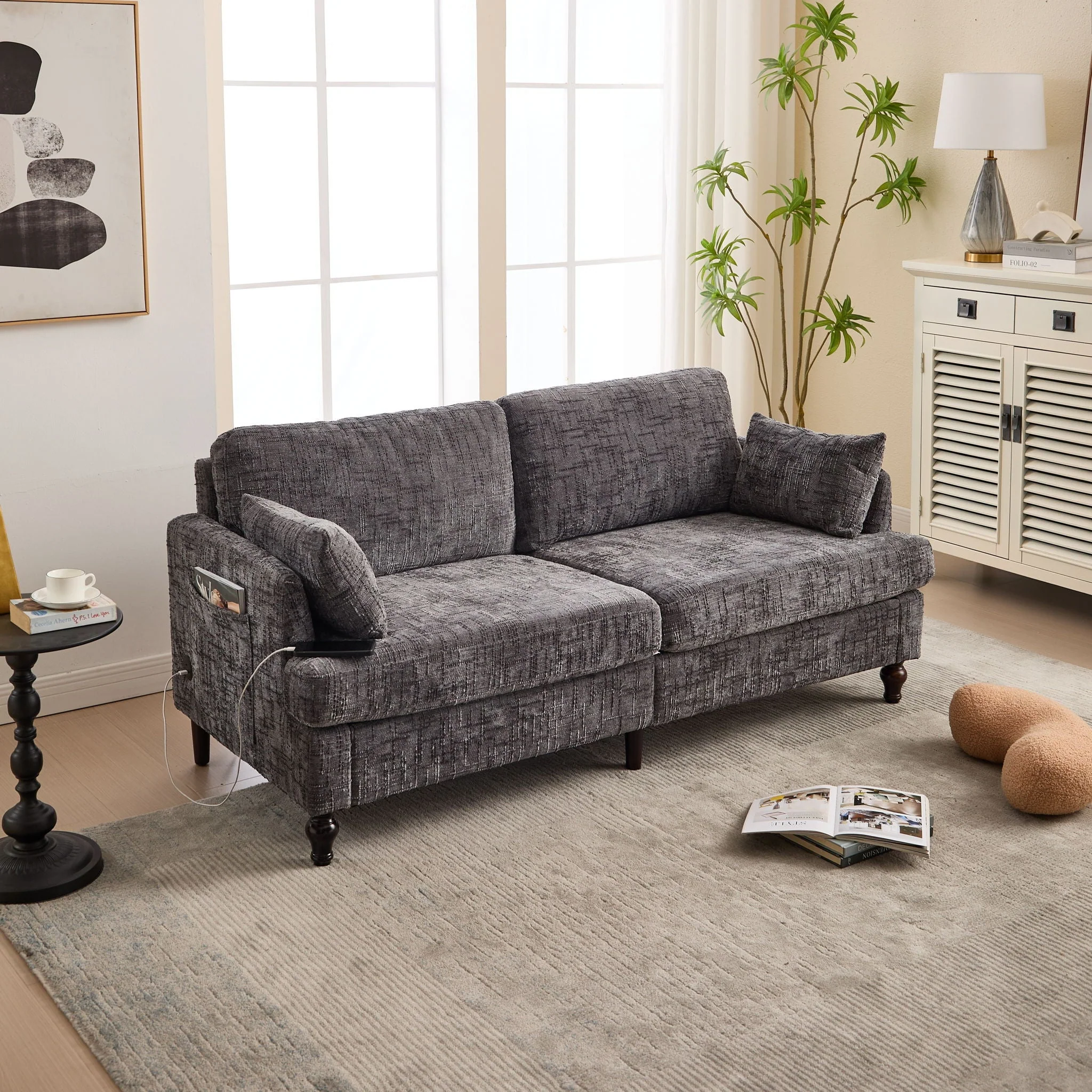 2 Seater Sofa With LED Light, USB Charging Port, And Storage Bag - Image 27