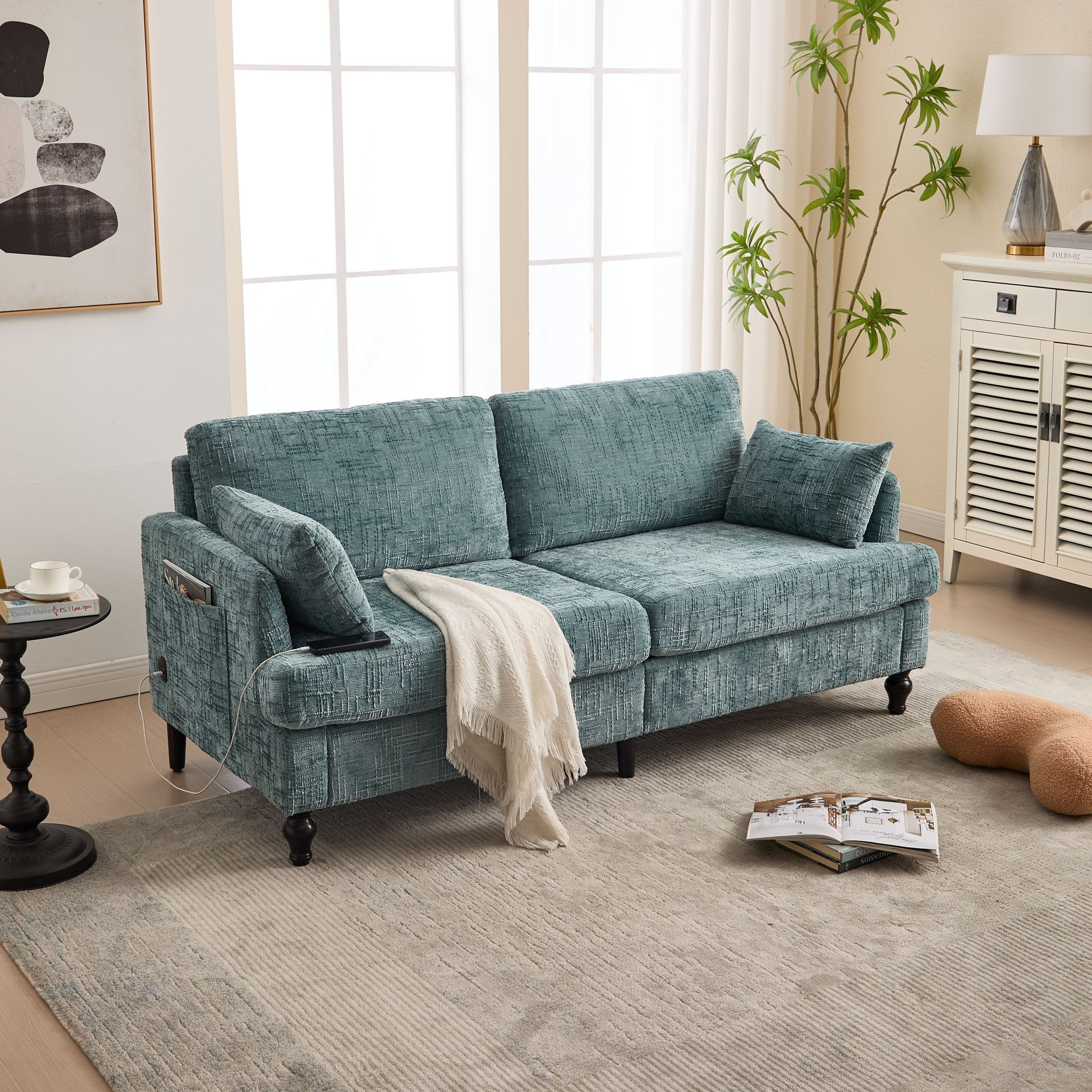 2 Seater Sofa With LED Light, USB Charging Port, And Storage Bag - Image 28