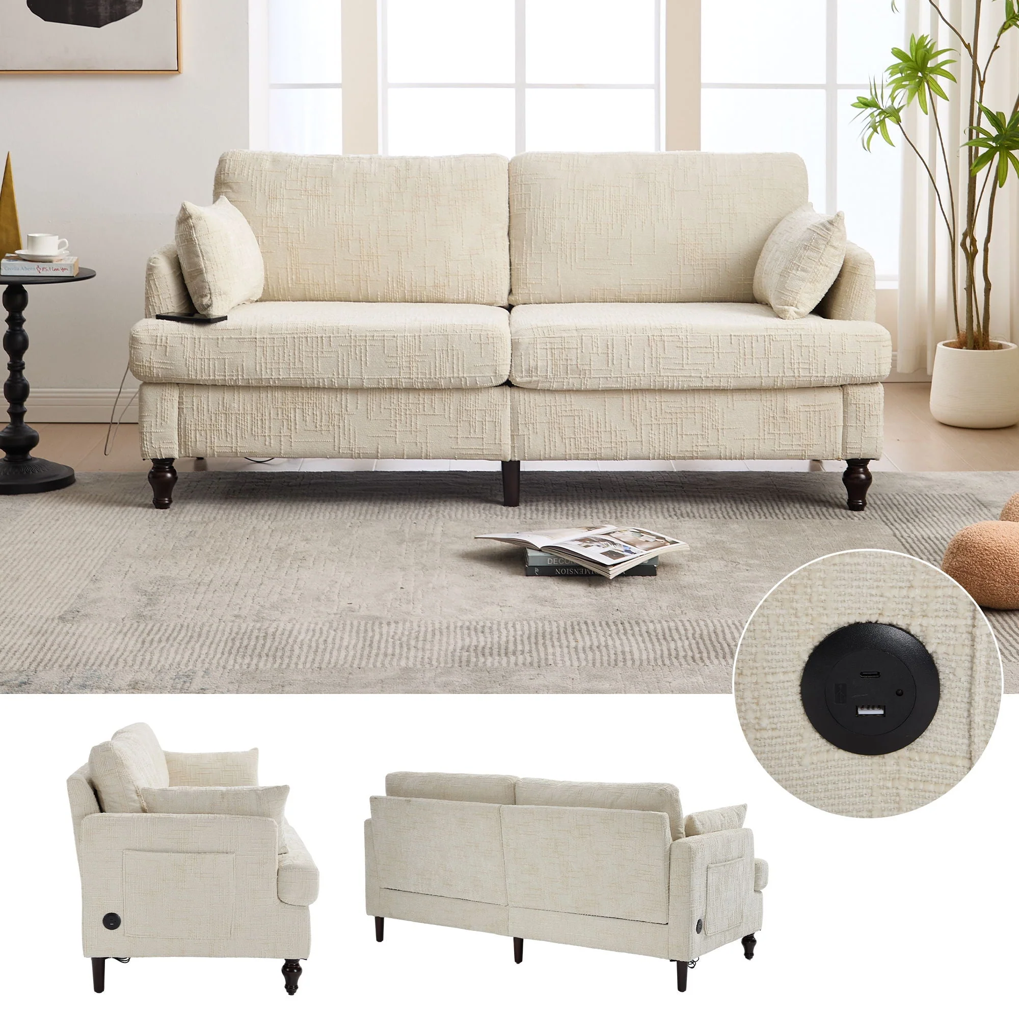 2 Seater Sofa With LED Light, USB Charging Port, And Storage Bag - Image 31