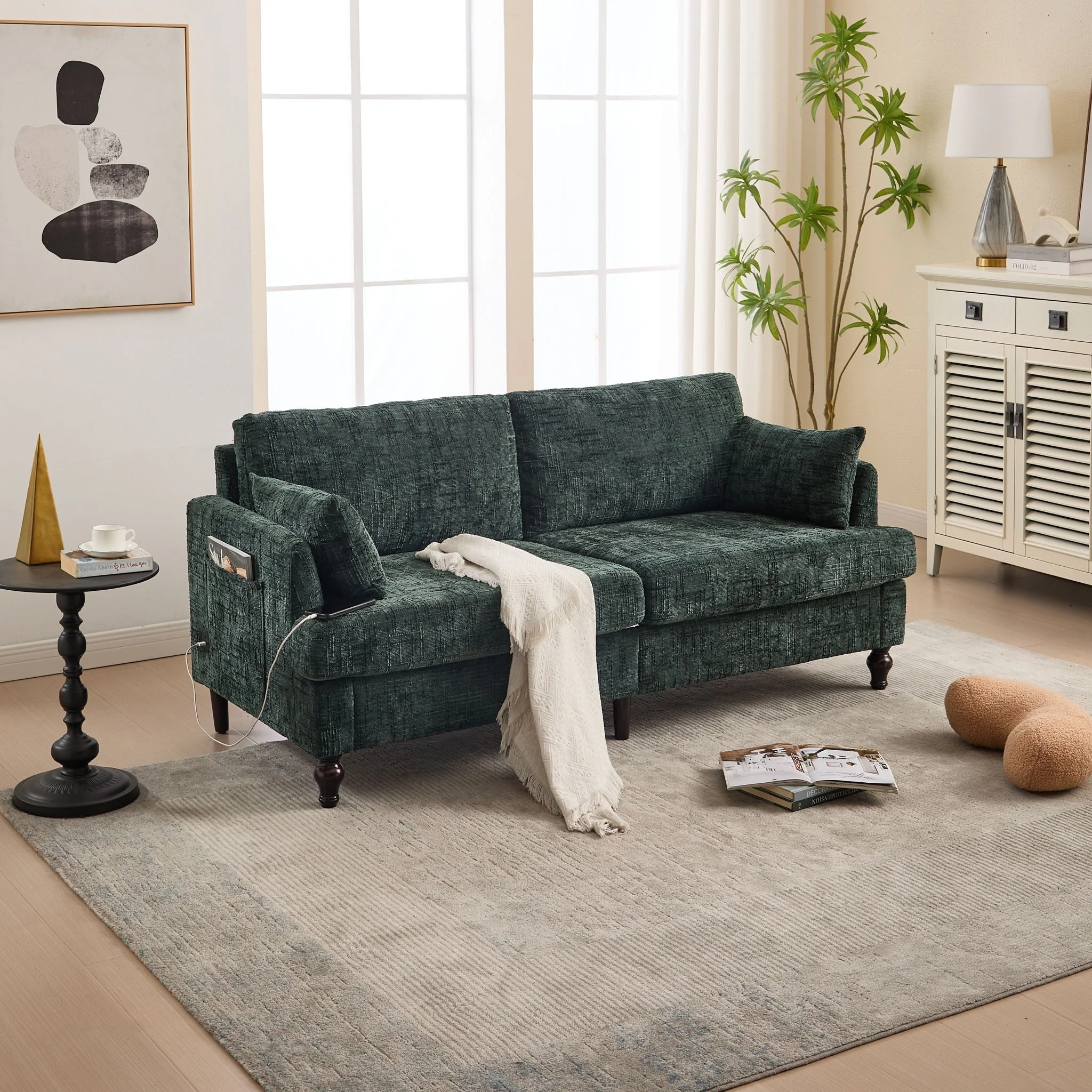 2 Seater Sofa With LED Light, USB Charging Port, And Storage Bag - Image 9