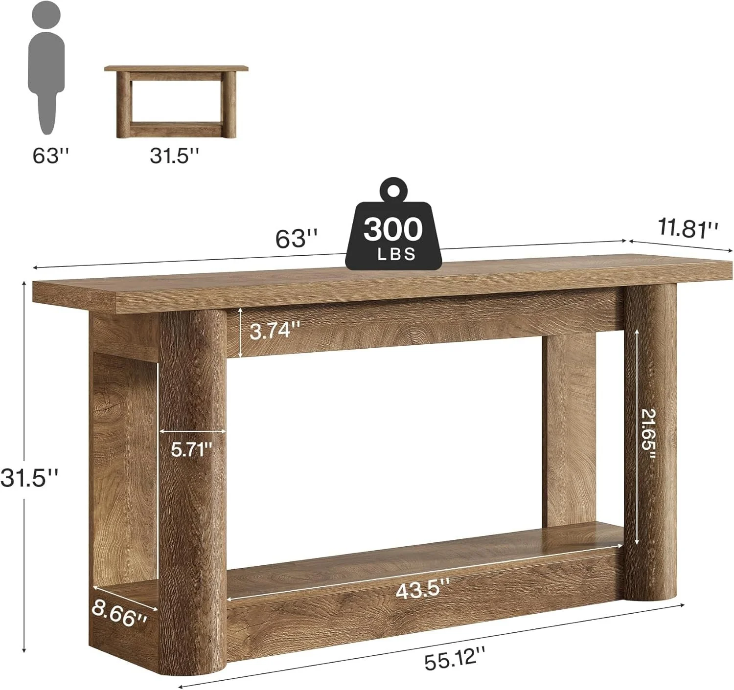 2-Tier Foyer Table, Entryway Sofa Table, Console Table - Image 7