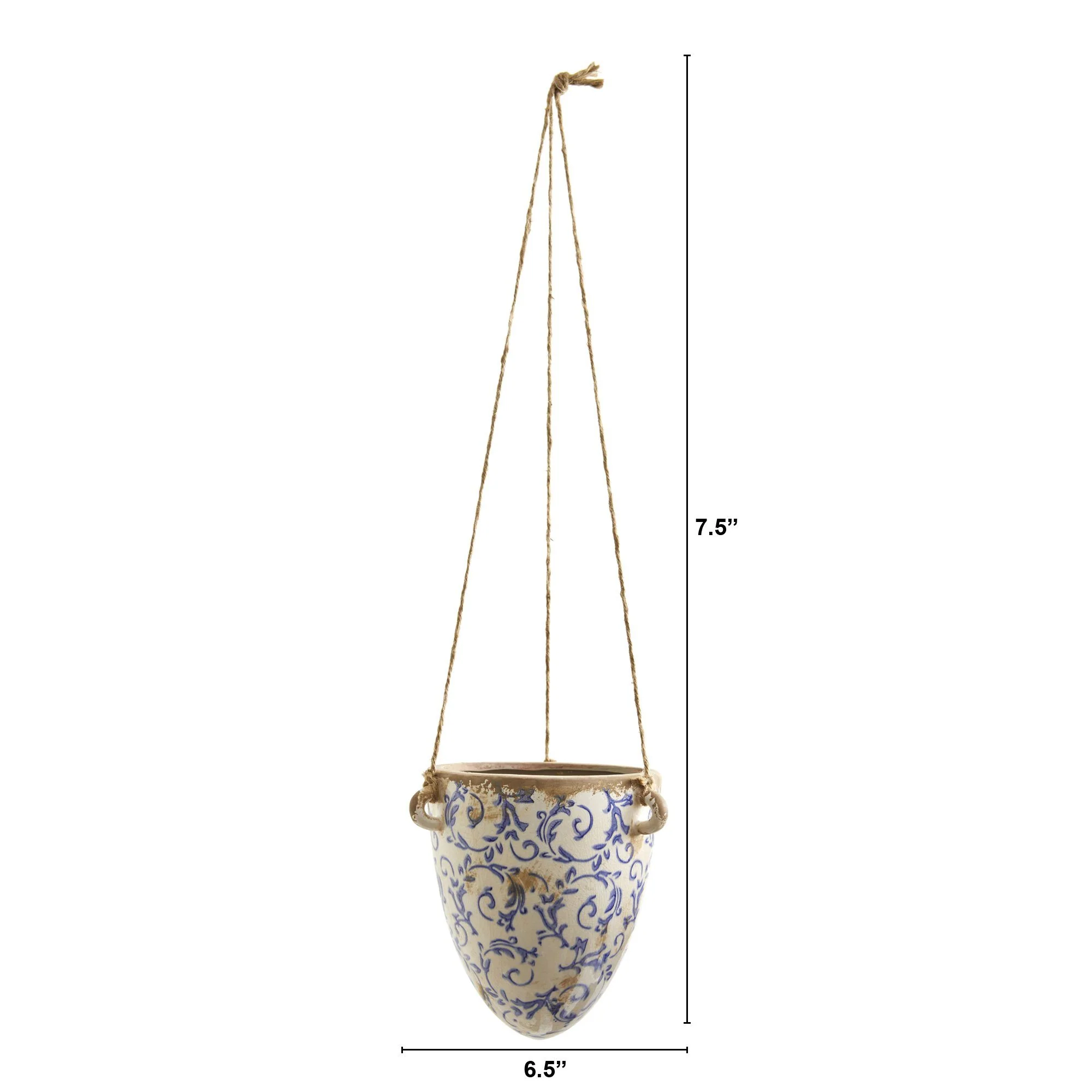 2’ Tuscan Hanging Ceramic Scroll Planter - Image 3
