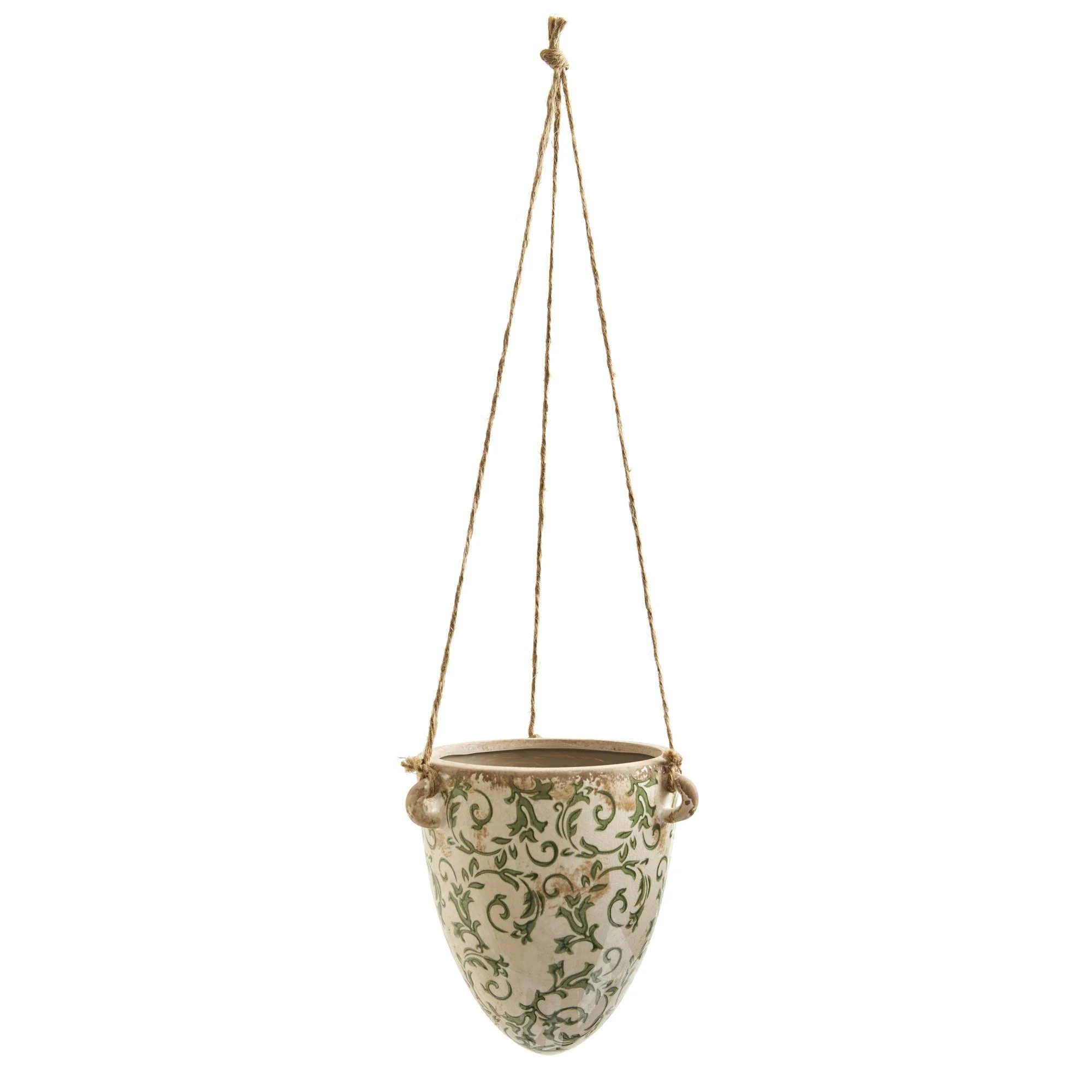 2’ Tuscan Hanging Ceramic Scroll Planter - Image 5