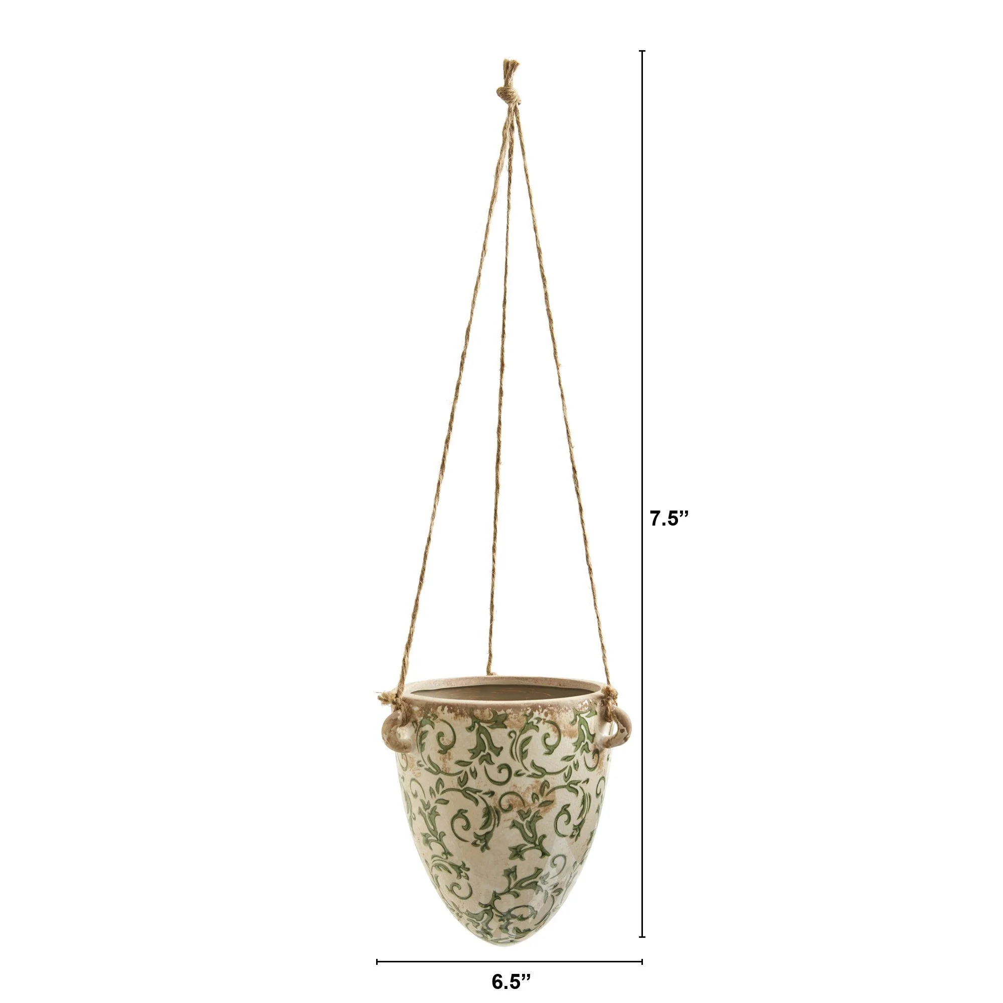 2’ Tuscan Hanging Ceramic Scroll Planter - Image 6