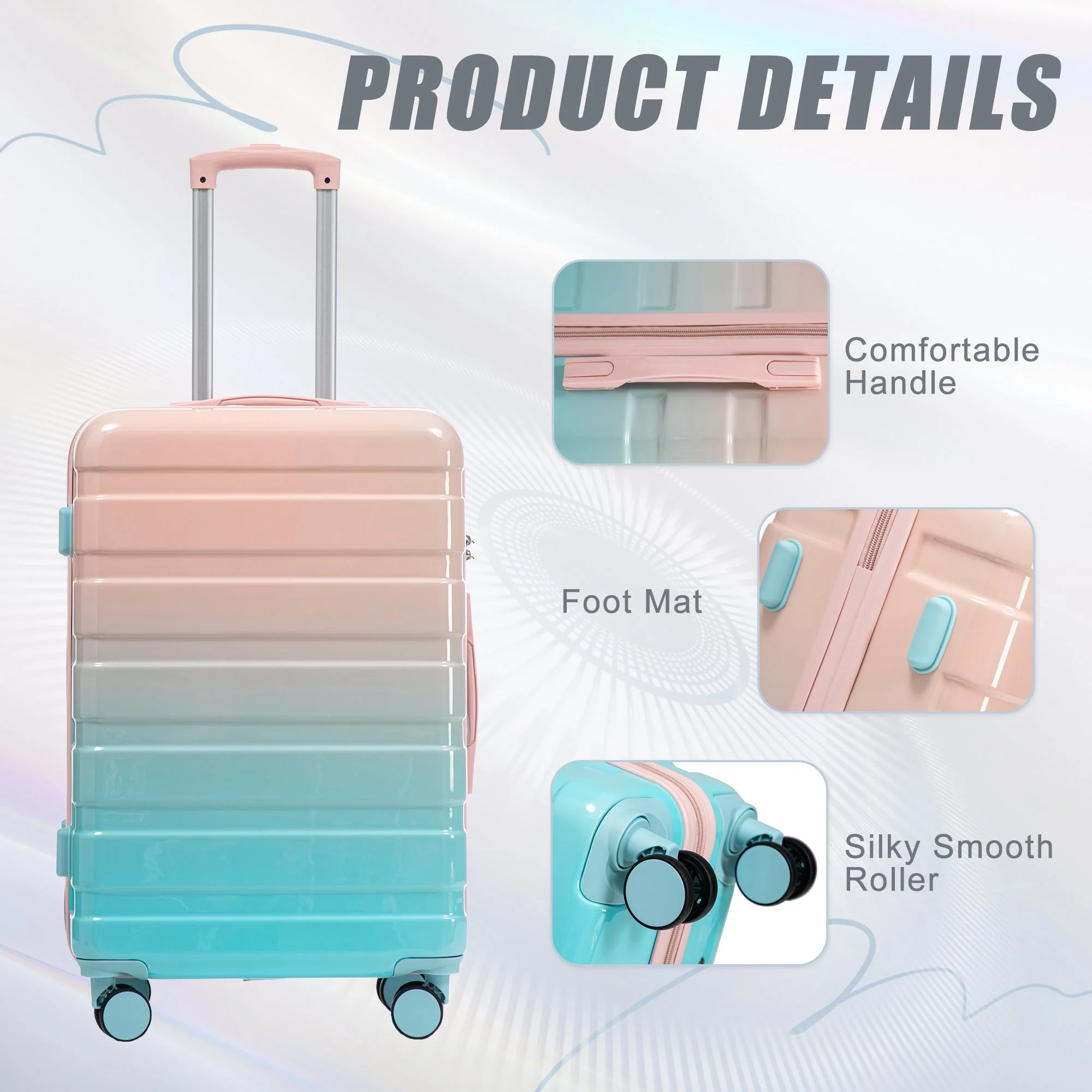 20'/24'/28' 3-Piece PC Spinner Wheel Luggage Set with Combination Lock - Image 4