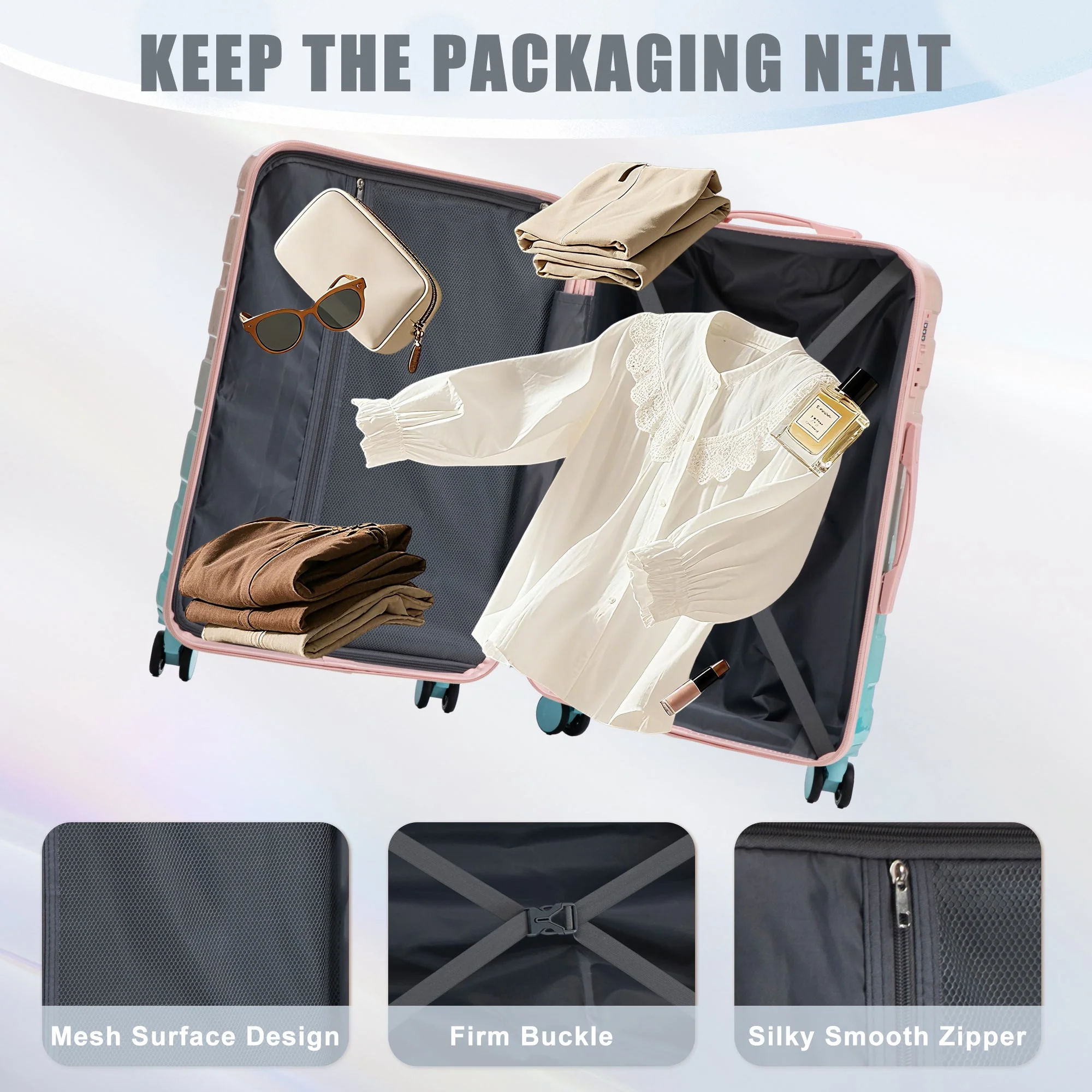 20'/24'/28' 3-Piece PC Spinner Wheel Luggage Set with Combination Lock - Image 8