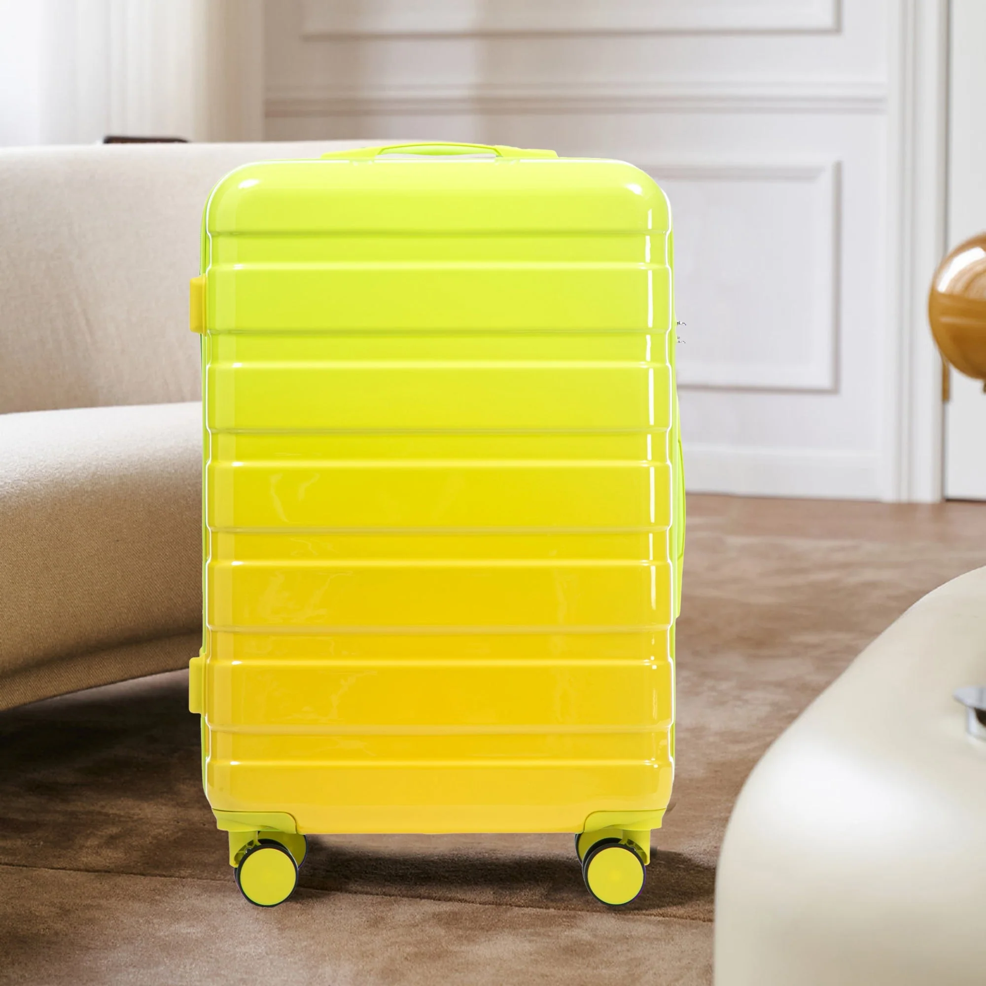 20'/24'/28' 3-Piece PC Spinner Wheel Luggage Set (Yellow+Green) - Image 10