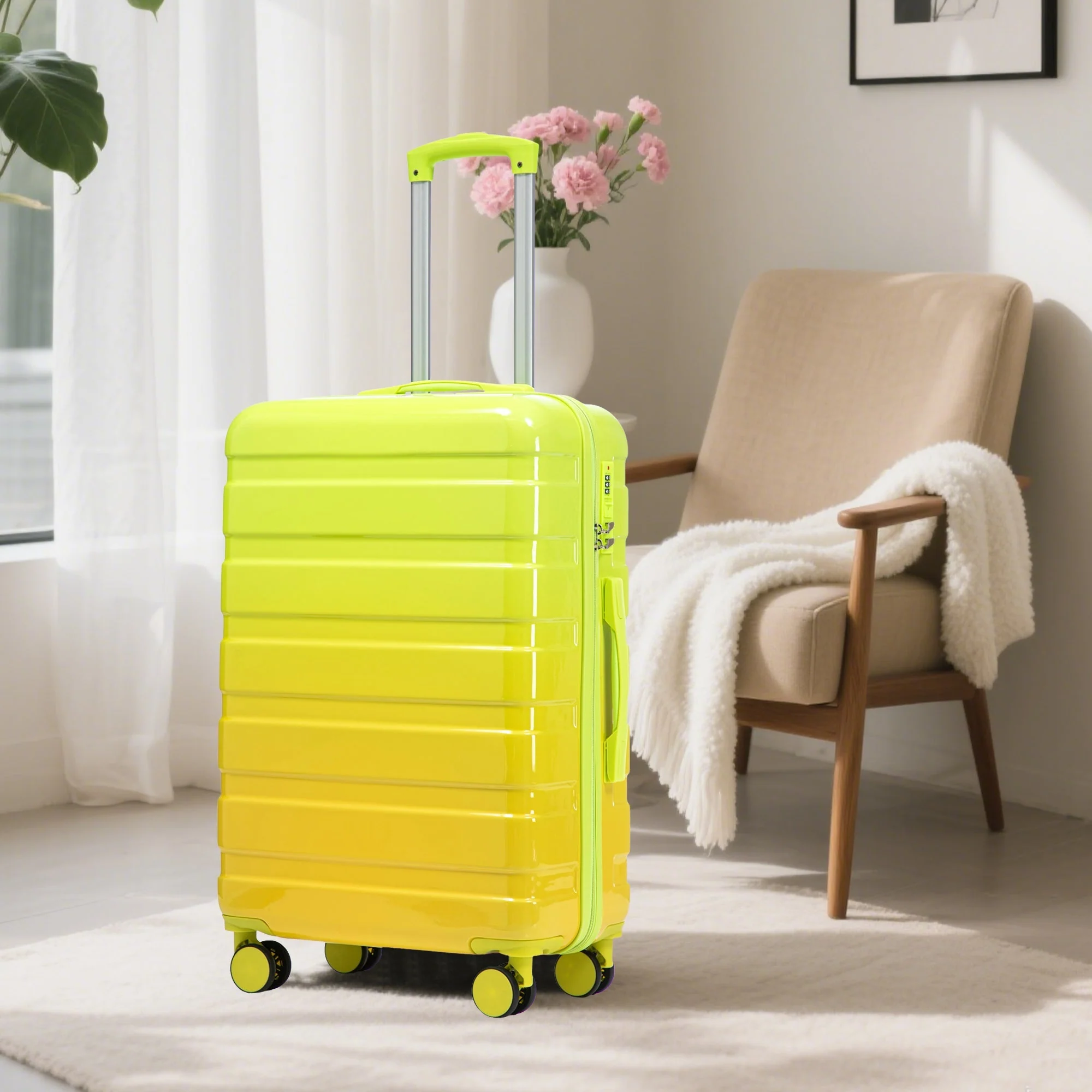 20'/24'/28' 3-Piece PC Spinner Wheel Luggage Set (Yellow+Green) - Image 11
