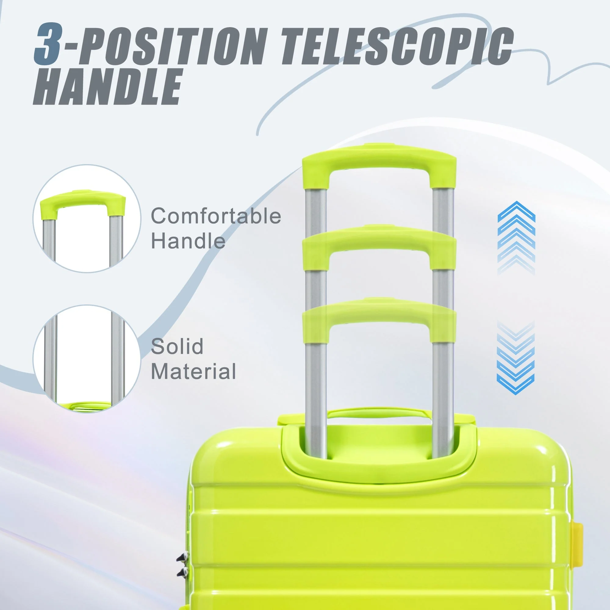 20'/24'/28' 3-Piece PC Spinner Wheel Luggage Set (Yellow+Green) - Image 5