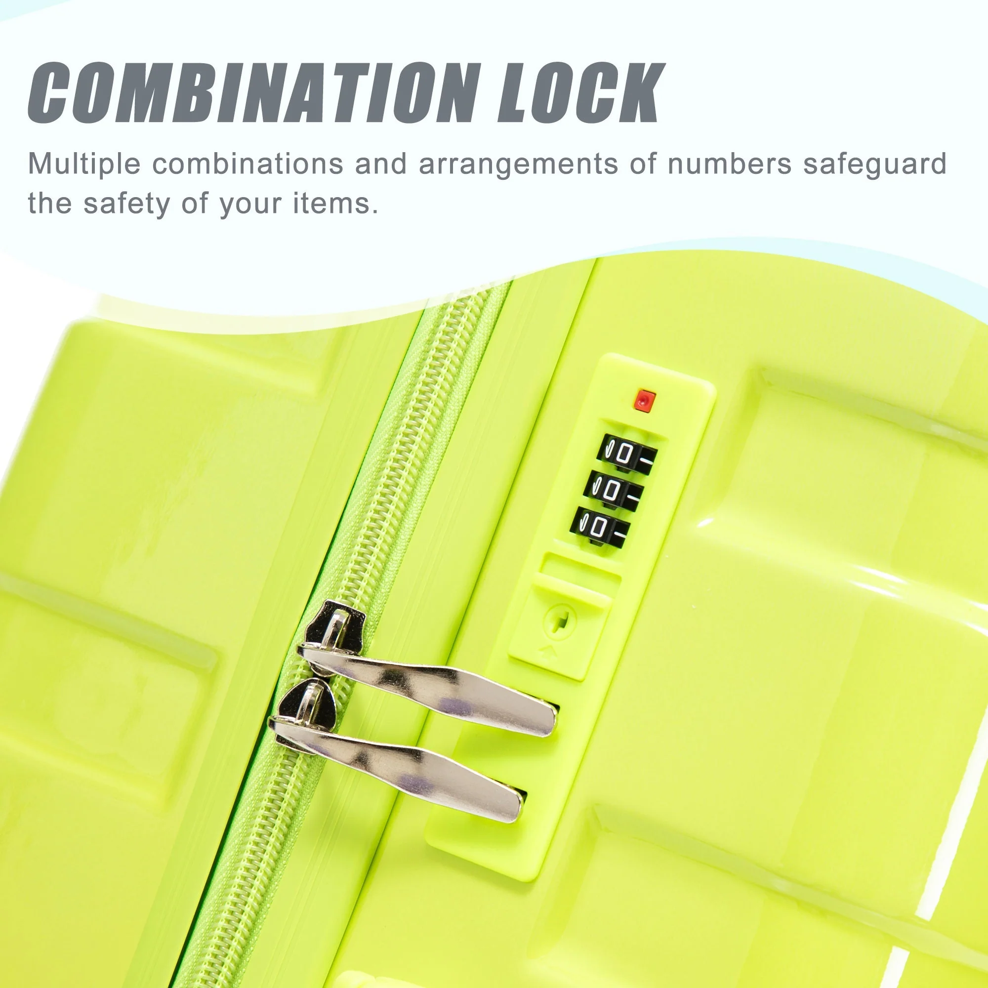 20'/24'/28' 3-Piece PC Spinner Wheel Luggage Set (Yellow+Green) - Image 6