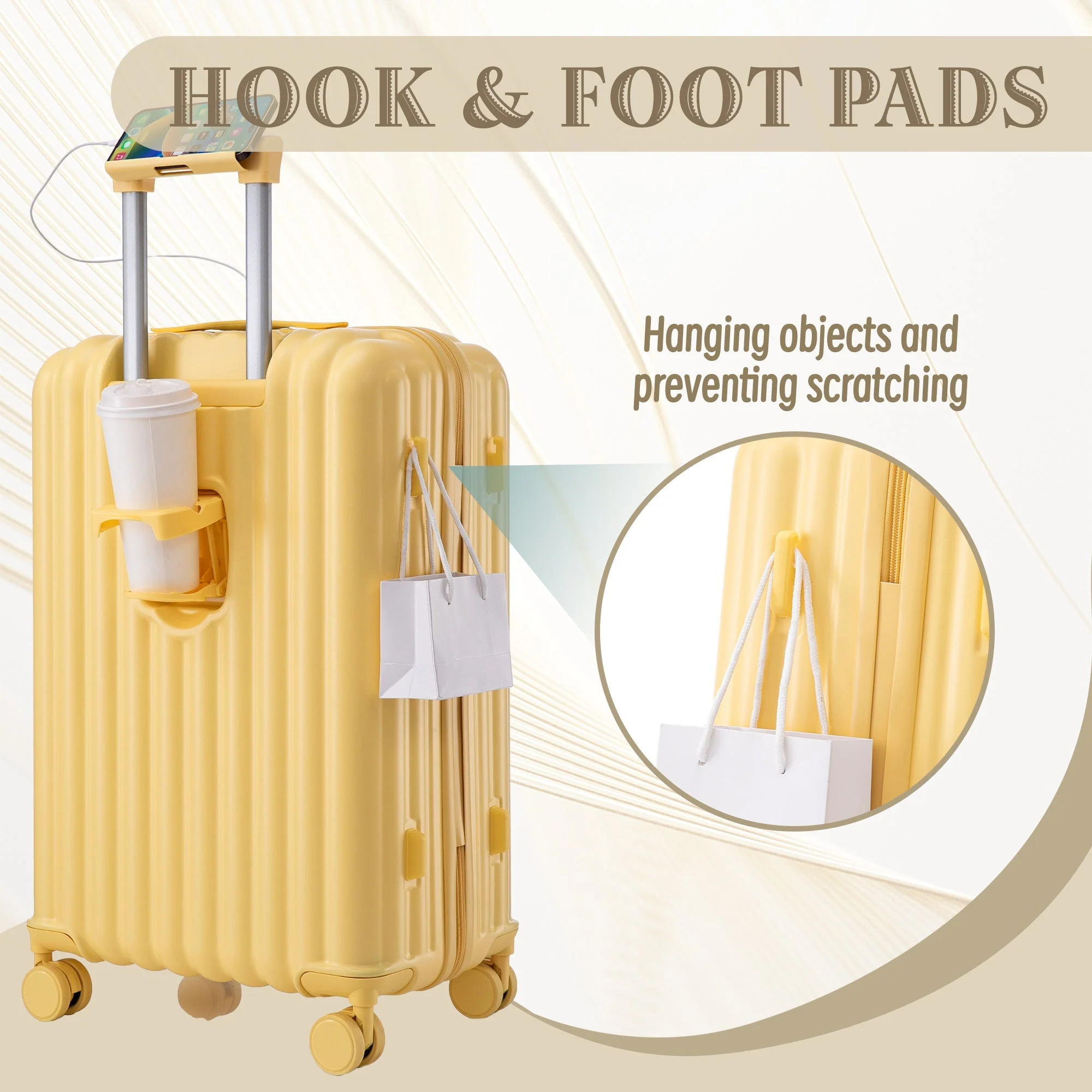 20'/24'/28' ABS Spinner Wheel Luggage Set with USB Port & Cup Holder - Image 7