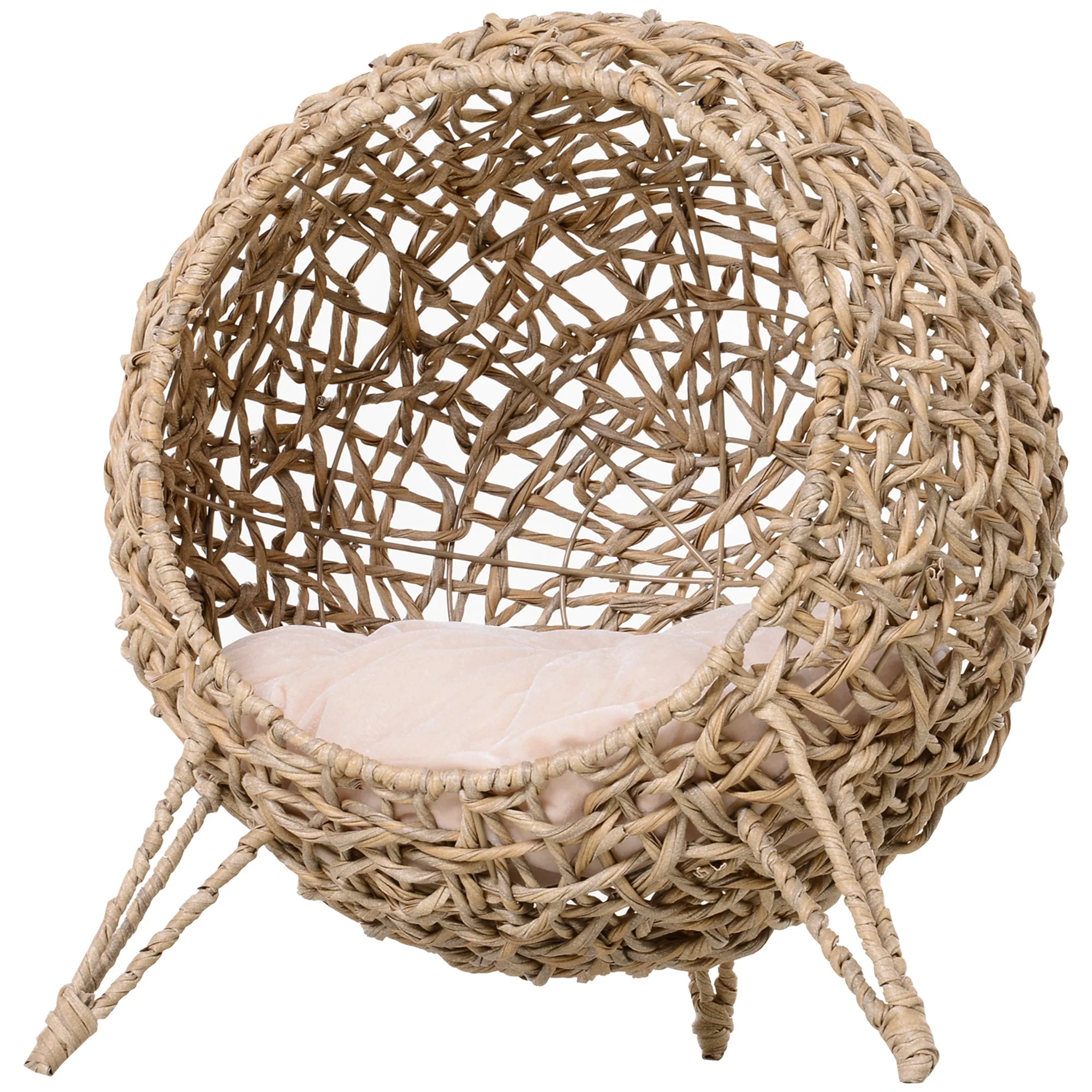 20.5' Weaved Banana Leaf Cat Bed with Cushion Beige - Image 10