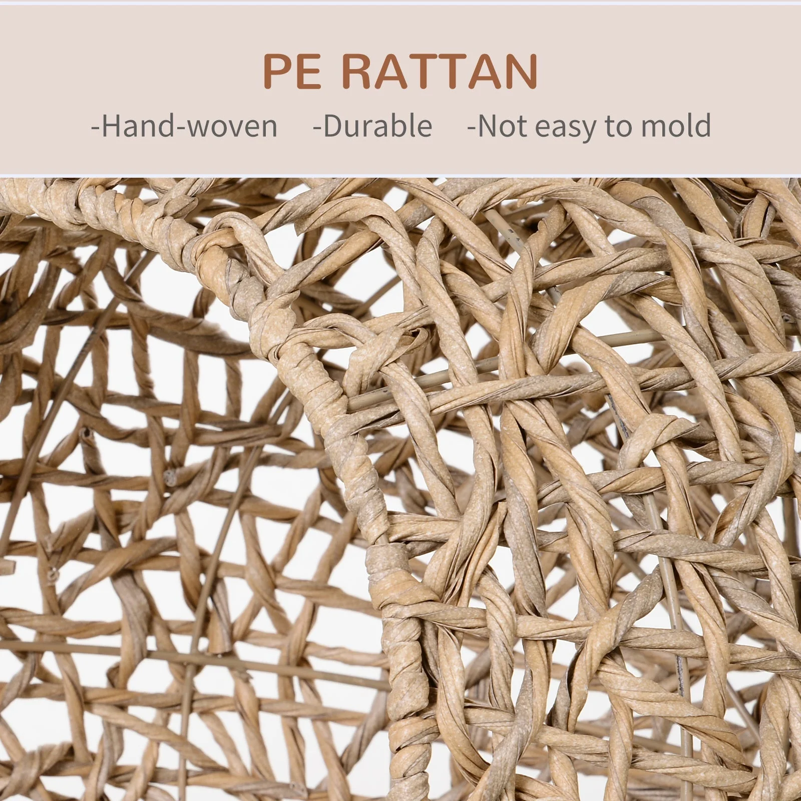 20.5' Weaved Banana Leaf Cat Bed with Cushion Beige - Image 4