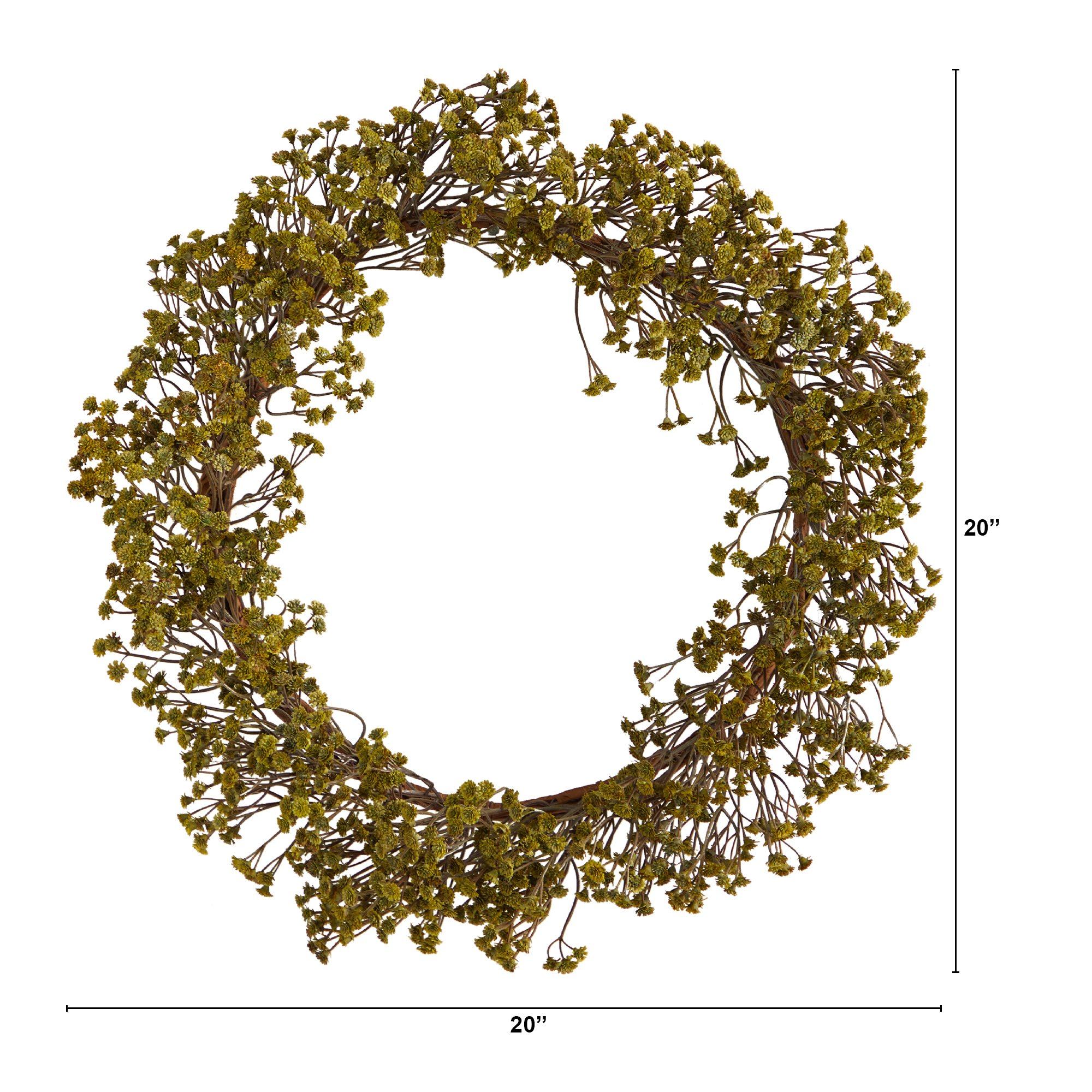 20” Autumn Gypsophila Artificial Wreath - Image 5