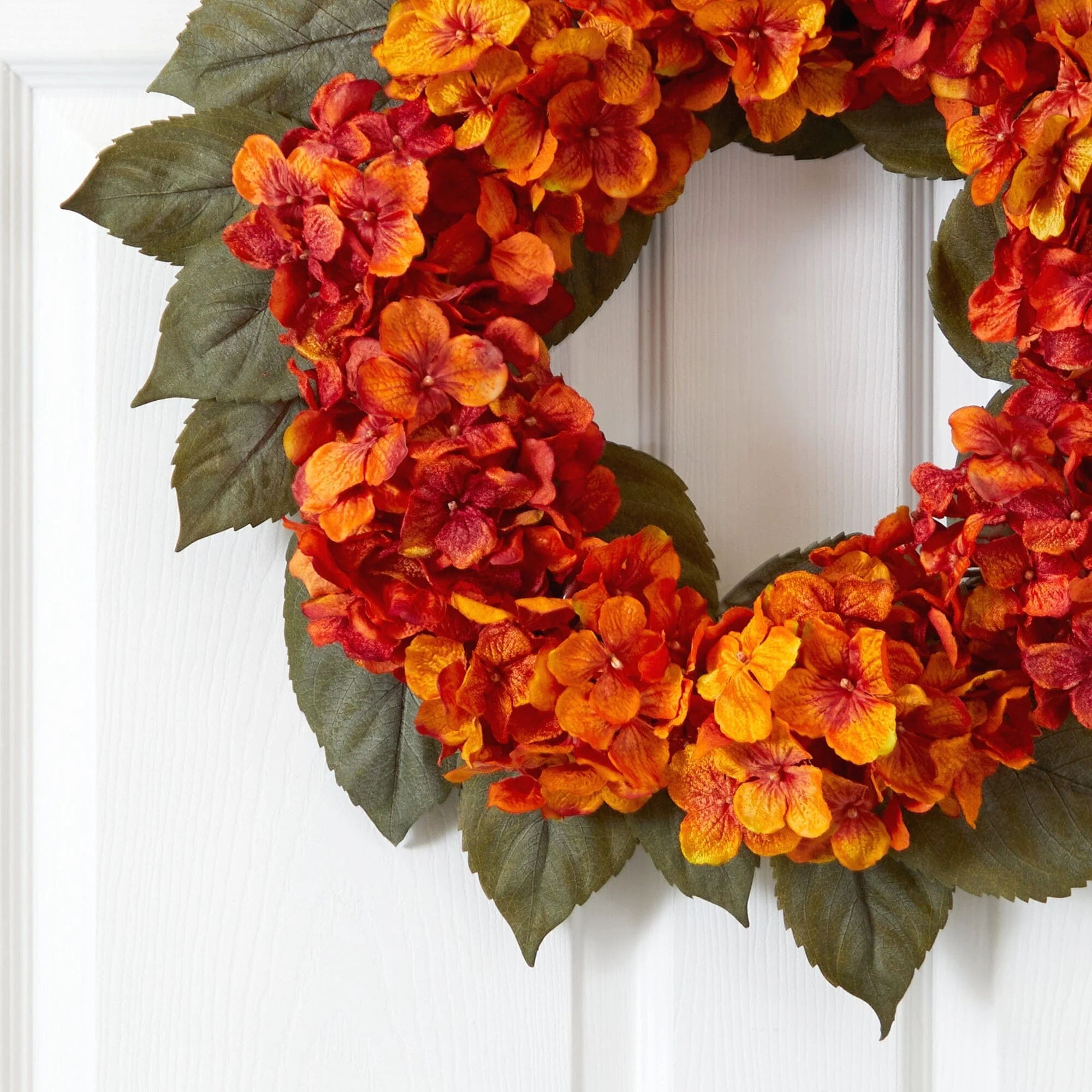 20” Autumn Hydrangea Artificial Wreath - Image 2