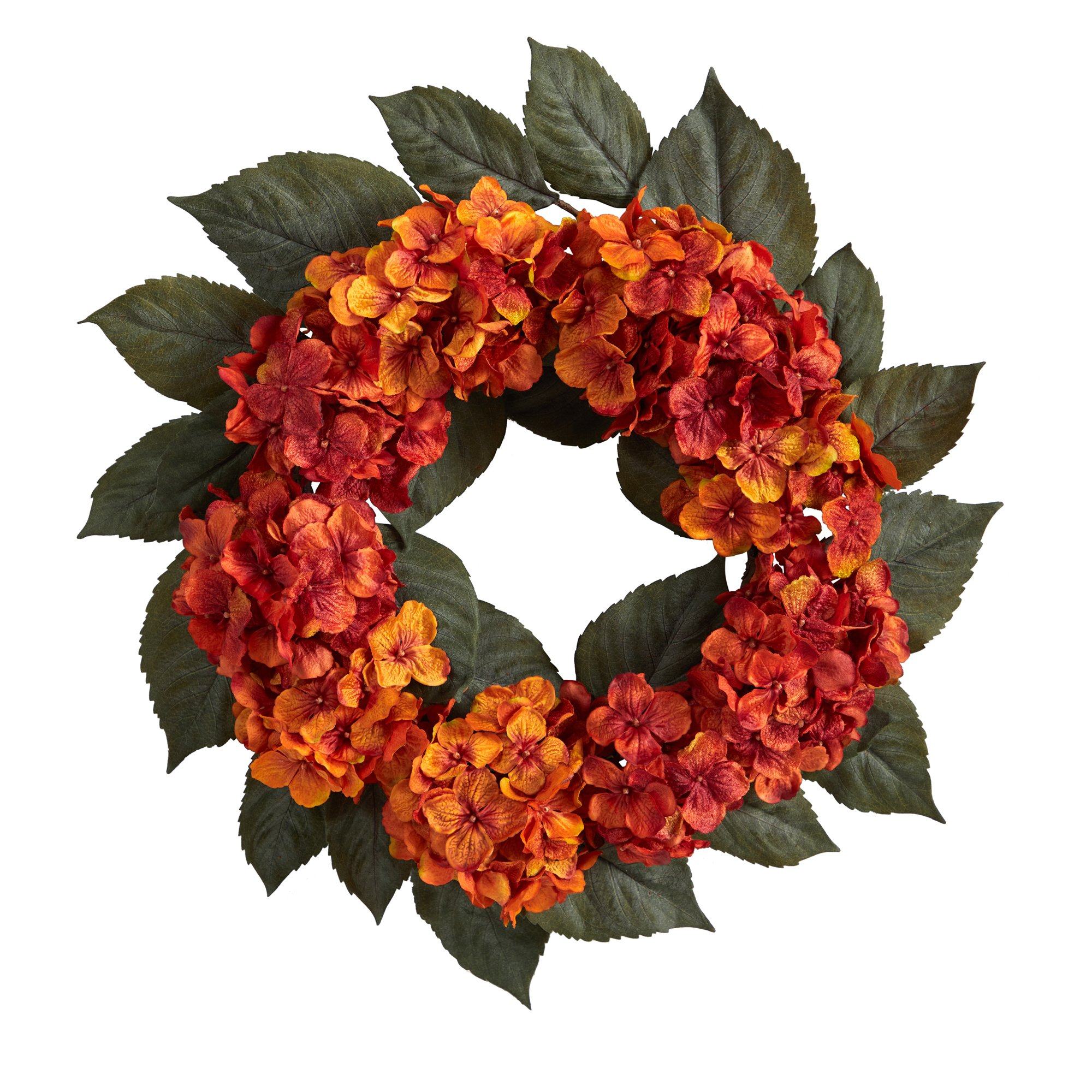 20” Autumn Hydrangea Artificial Wreath - Image 3