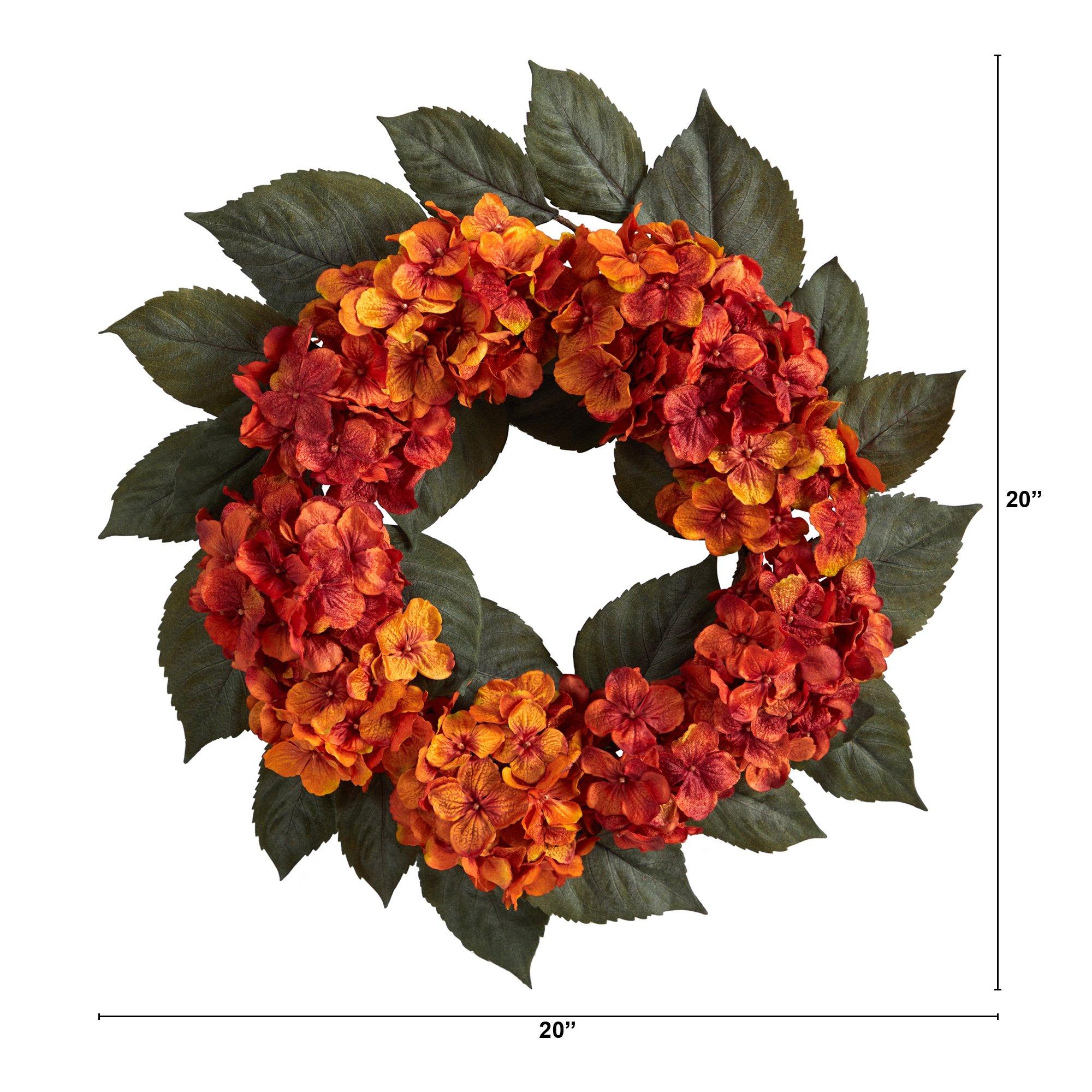20” Autumn Hydrangea Artificial Wreath - Image 4