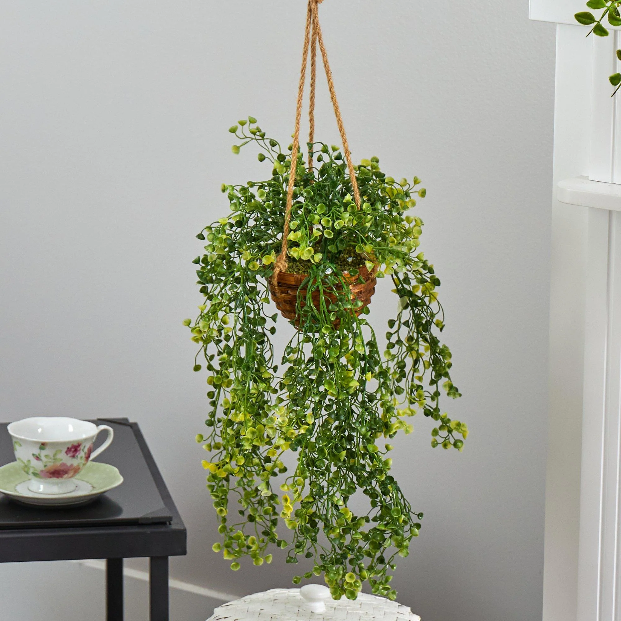 20” Baby Tear Artificial Plant in Hanging Basket - Image 3