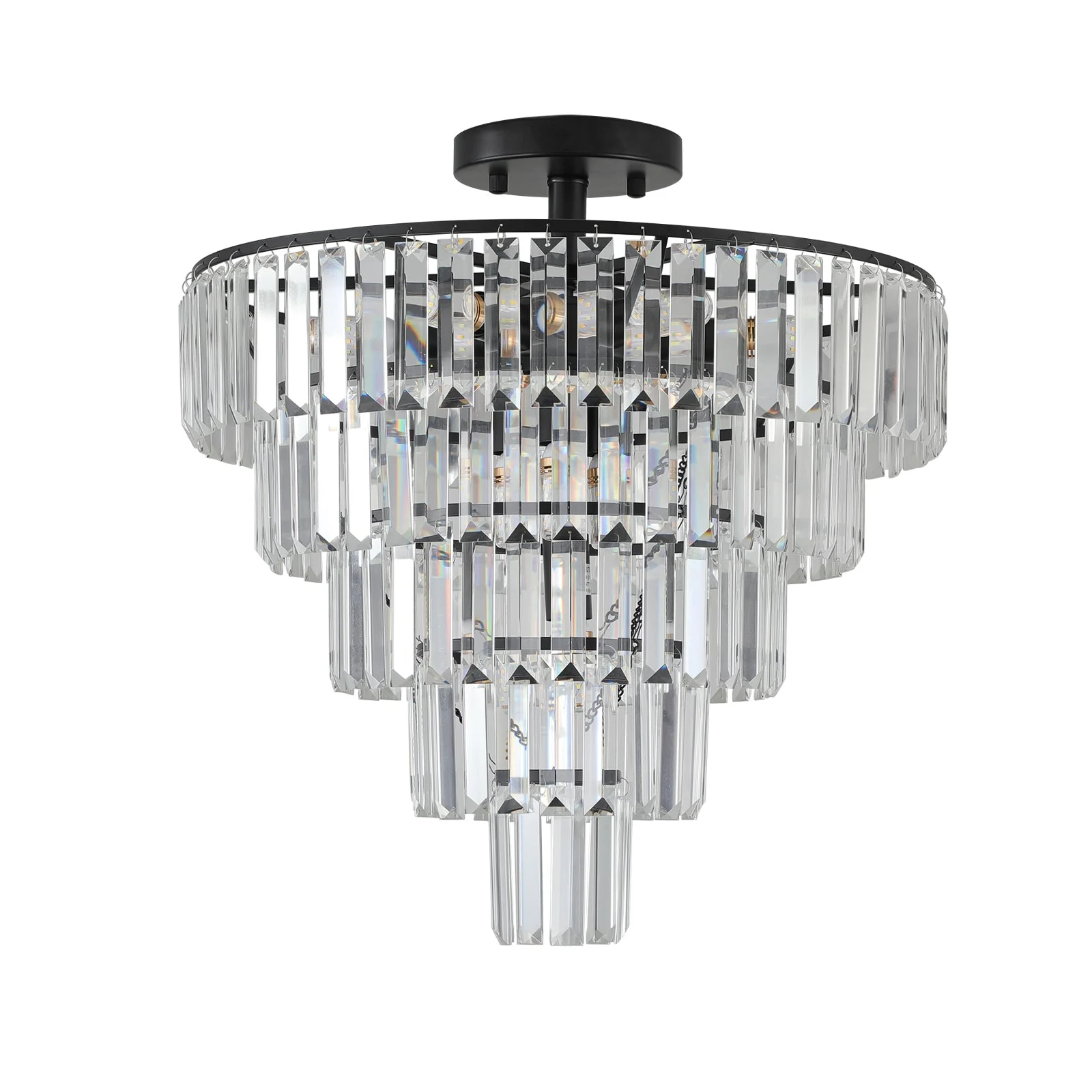 20" Black Crystal Chandelier Ceiling Light - Image 11