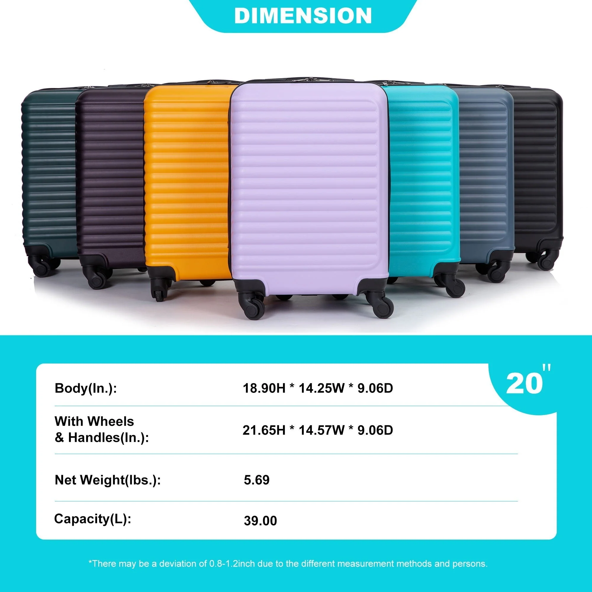 20" Carry On Lightweight Hardside Luggage with Spinner Wheels - Image 13