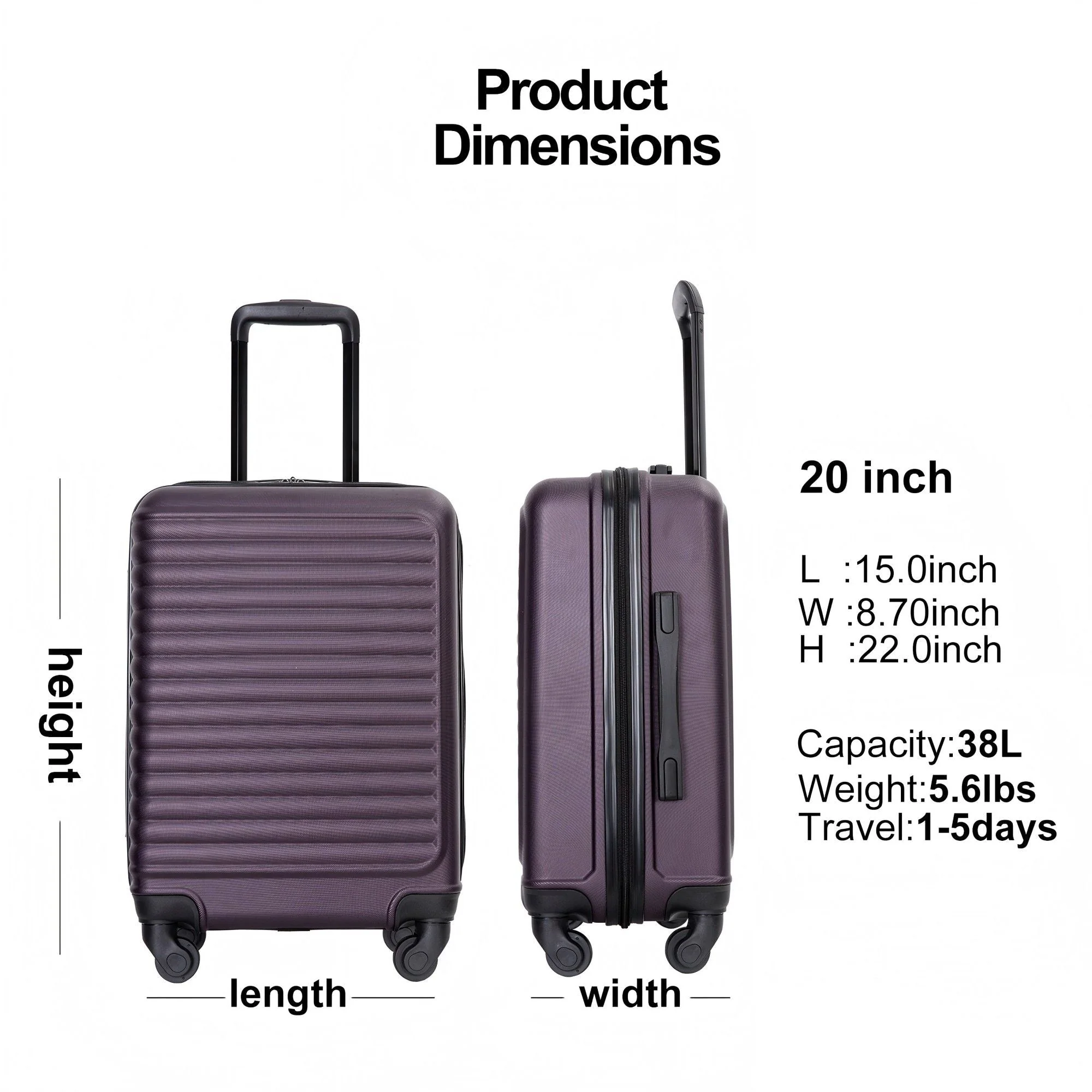 20" Carry On Lightweight Hardside Luggage with Spinner Wheels - Image 36