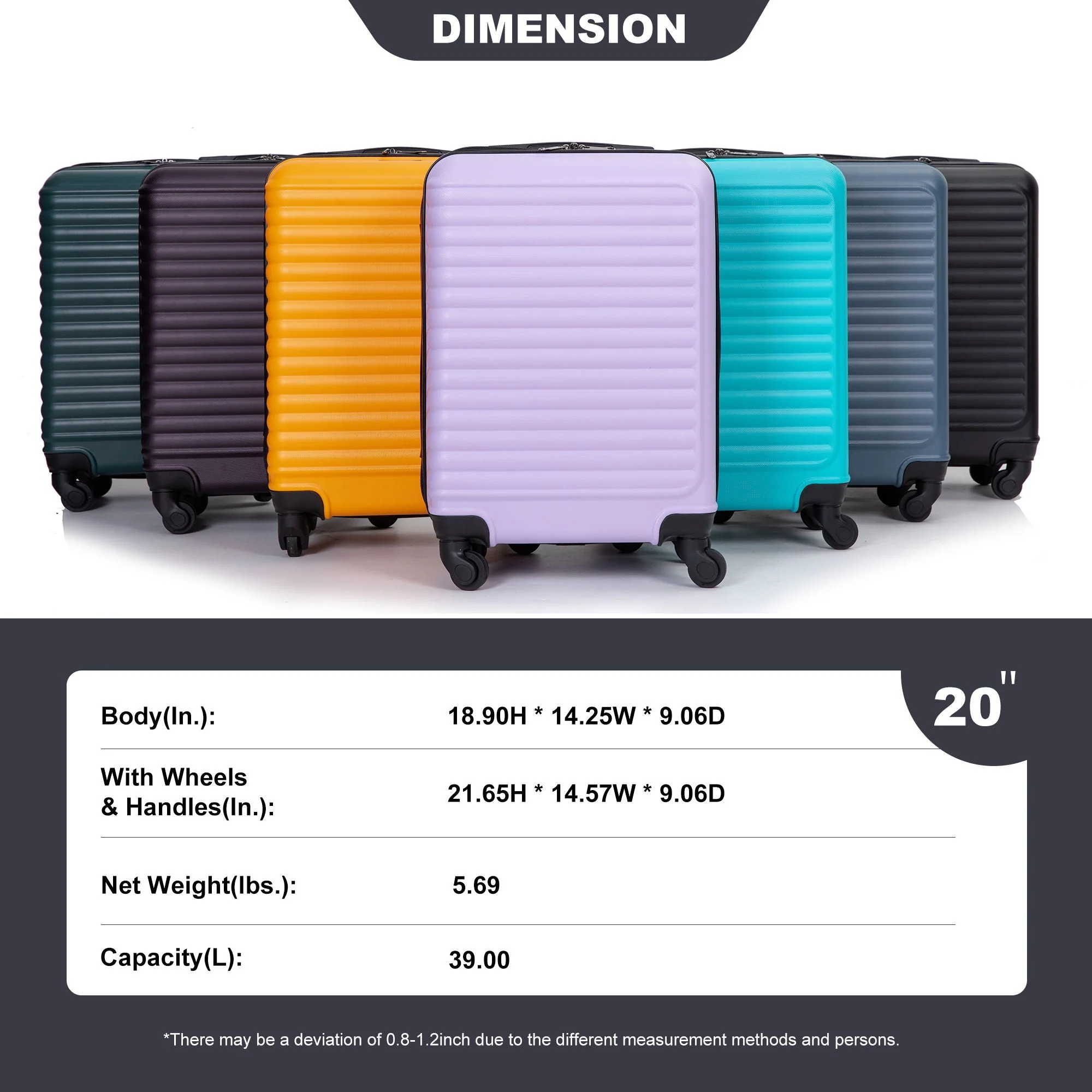 20" Carry On Lightweight Hardside Luggage with Spinner Wheels - Image 42