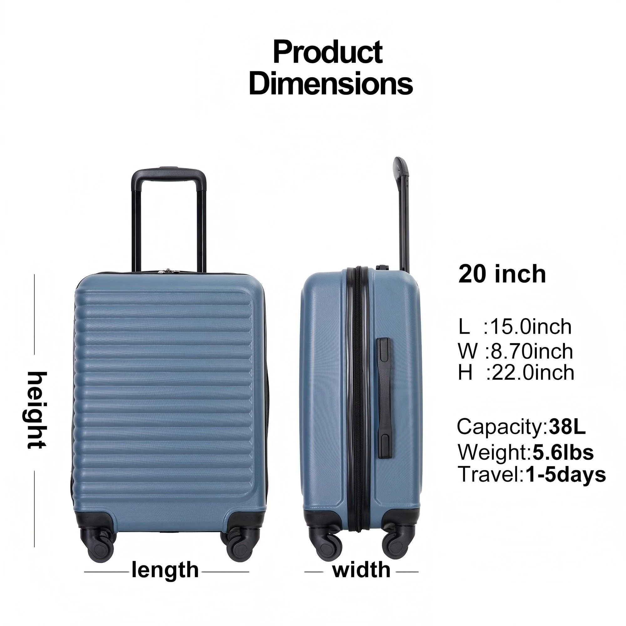 20" Carry On Lightweight Hardside Luggage with Spinner Wheels - Image 43