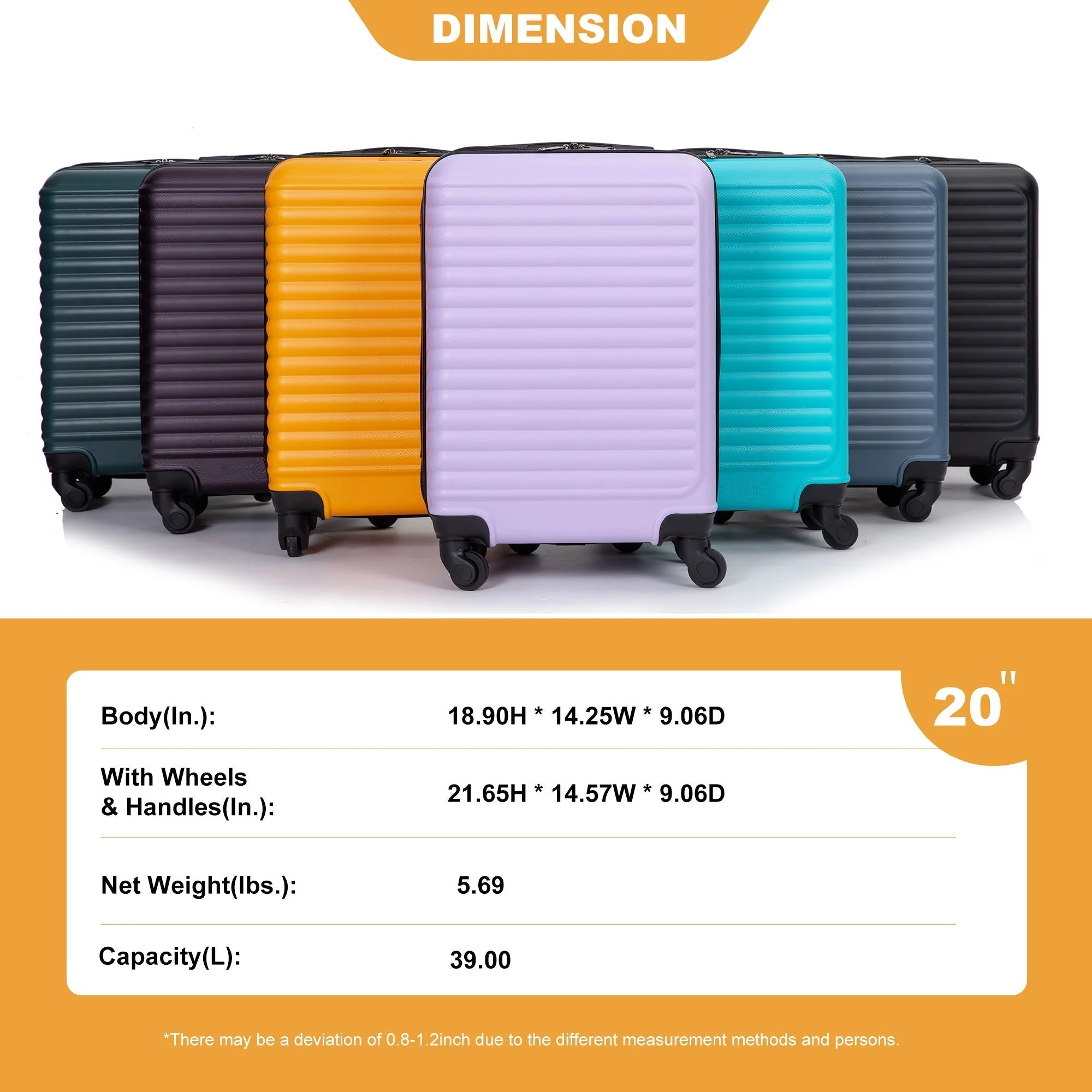 20" Carry On Lightweight Hardside Luggage with Spinner Wheels - Image 61