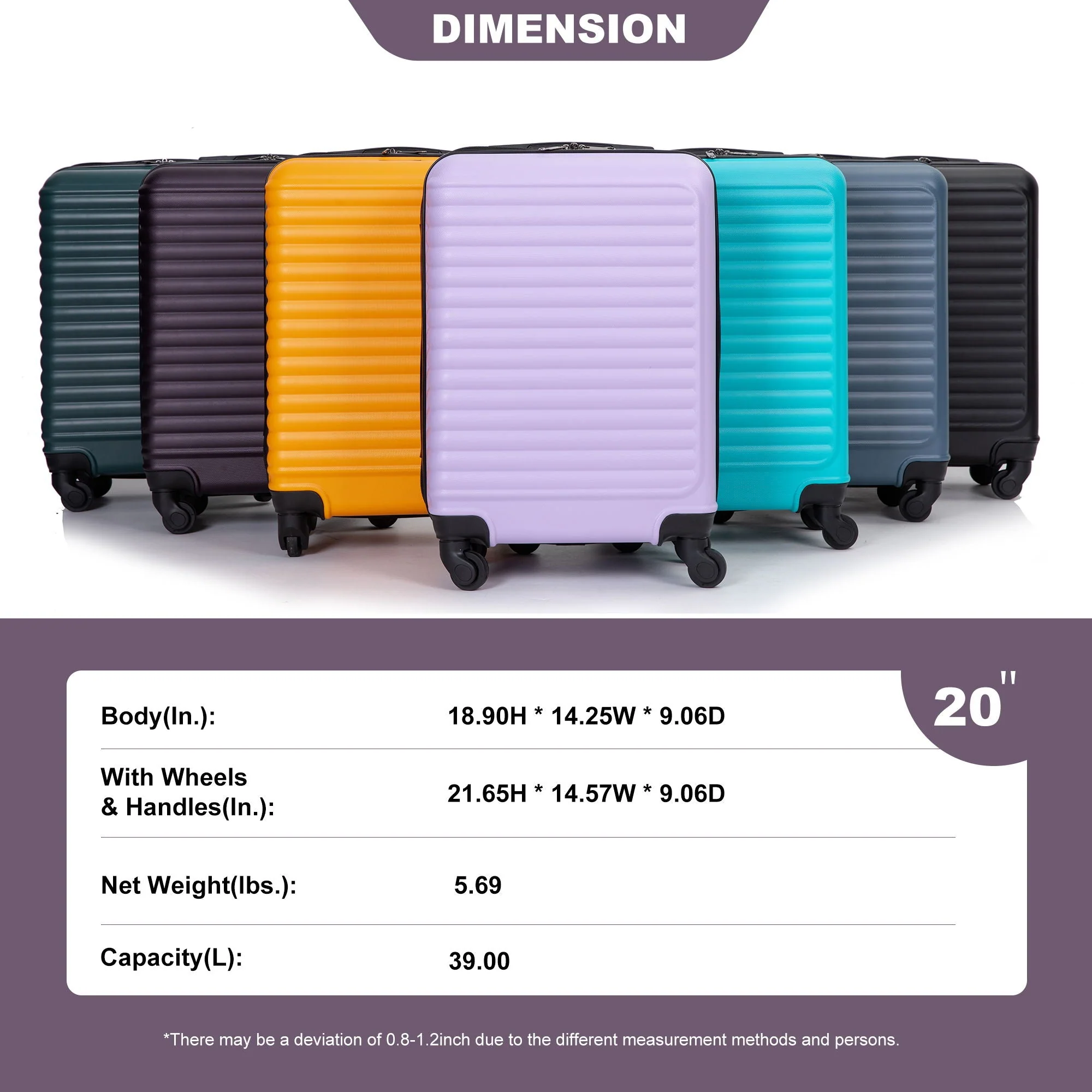 20" Carry On Lightweight Hardside Luggage with Spinner Wheels - Image 66
