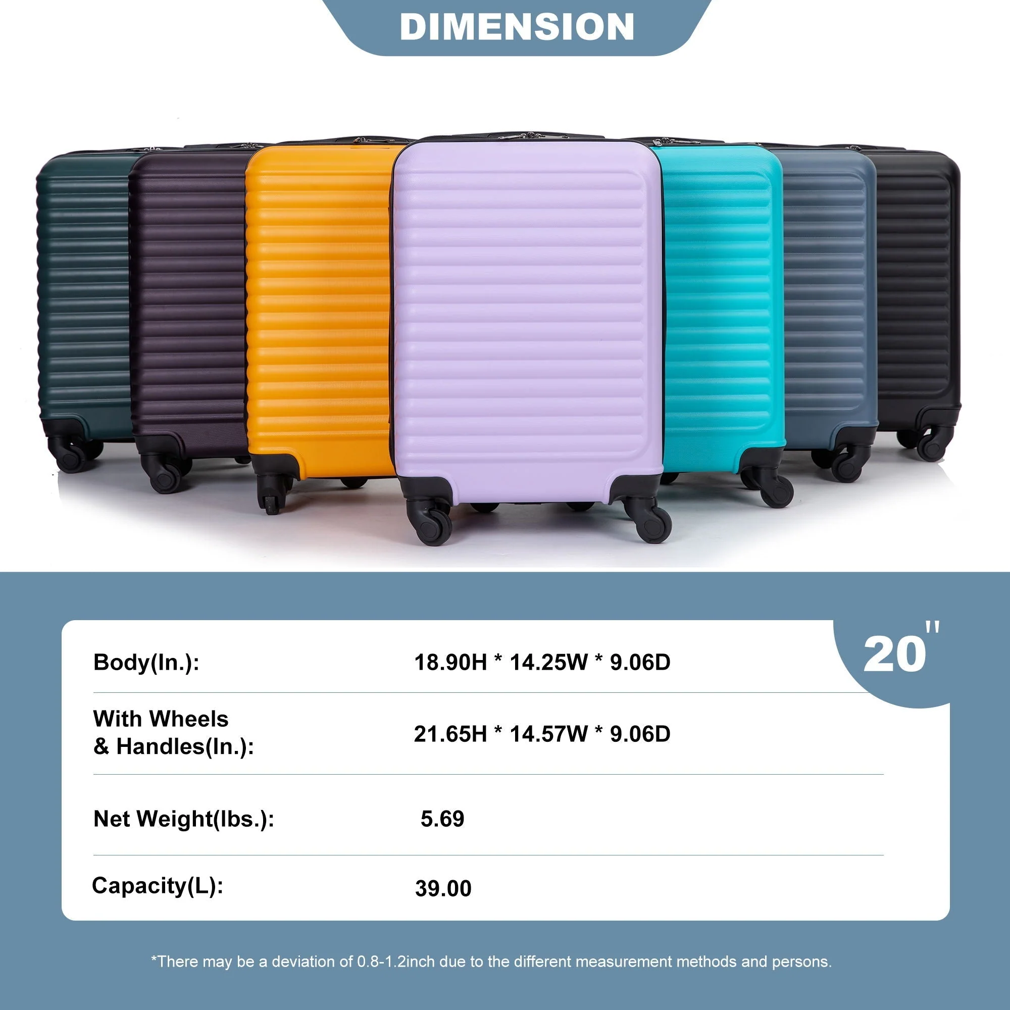 20" Carry On Lightweight Hardside Luggage with Spinner Wheels - Image 8