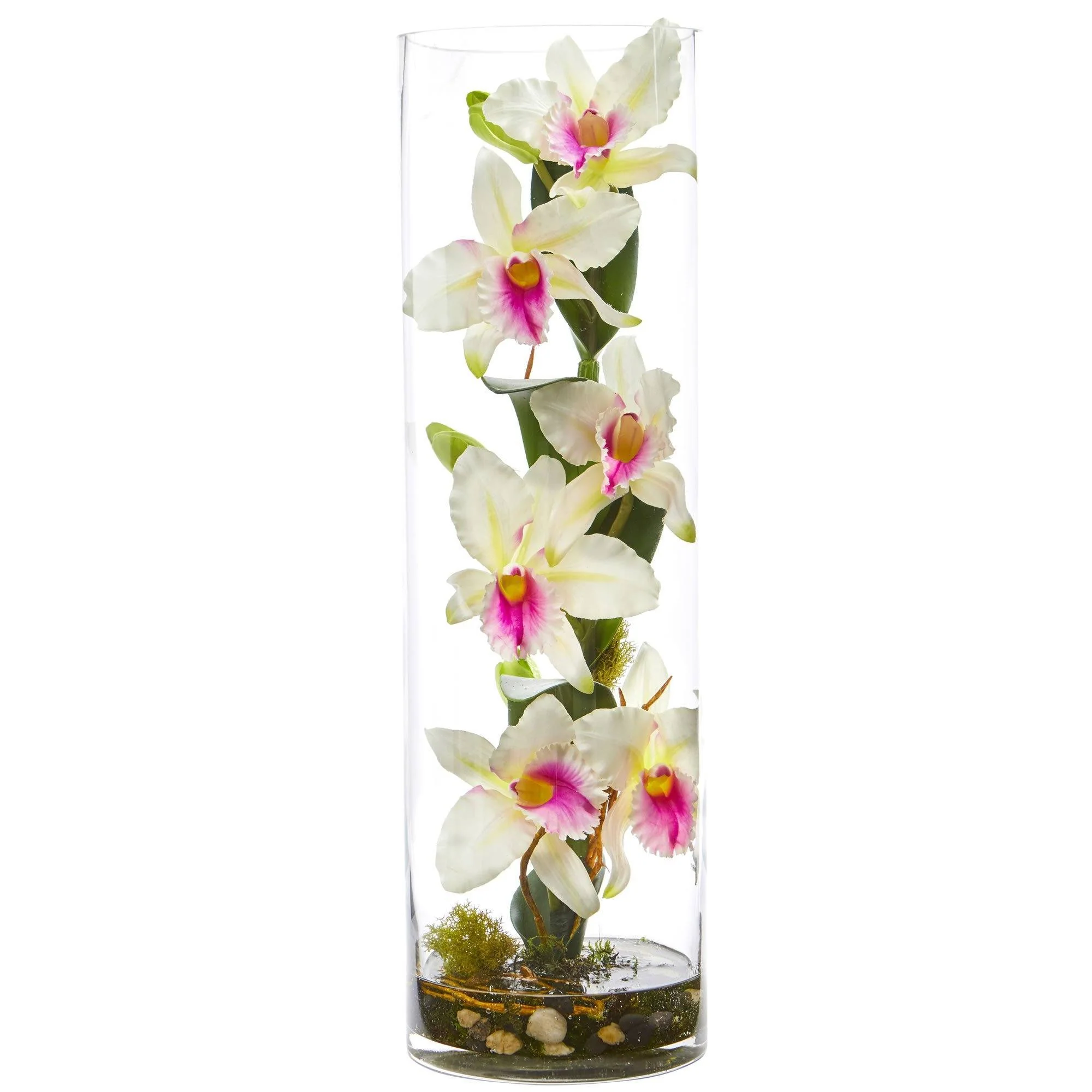 20’’ Cattleya Orchid Artificial Floral Arrangement in Cylinder Vase - Image 3