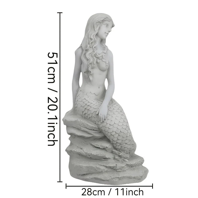 20" H Mermaid on Ocean Rock Garden Statue Resin Outdoor Sculpture - Image 4