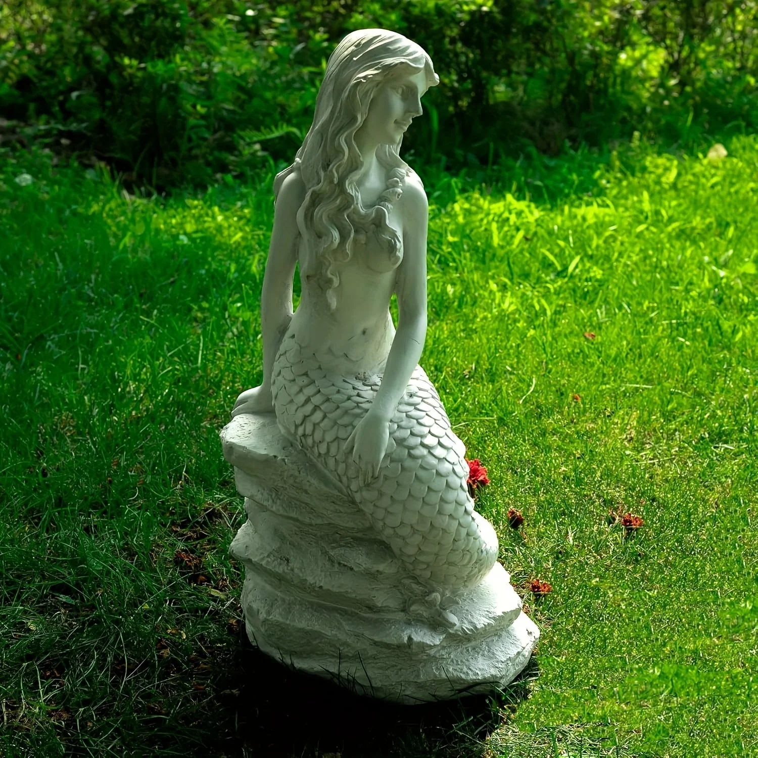 20" H Mermaid on Ocean Rock Garden Statue Resin Outdoor Sculpture - Image 6