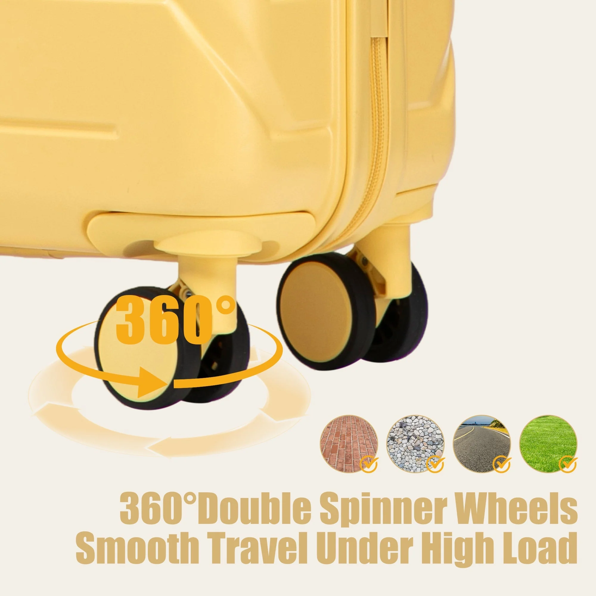 20 Inch ABS Hard Shell Travel Checked Luggage - Yellow - Image 11