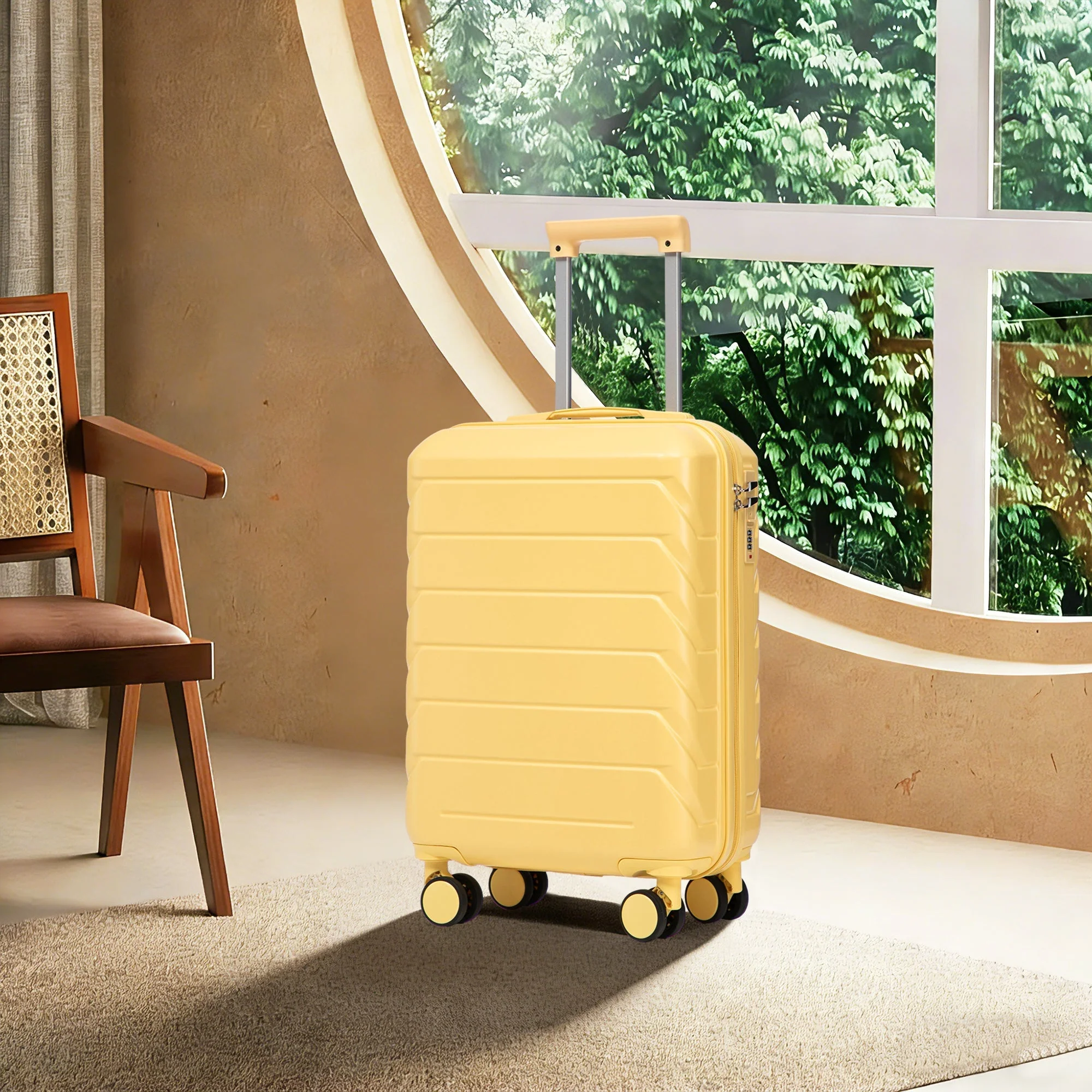20 Inch ABS Hard Shell Travel Checked Luggage - Yellow - Image 4
