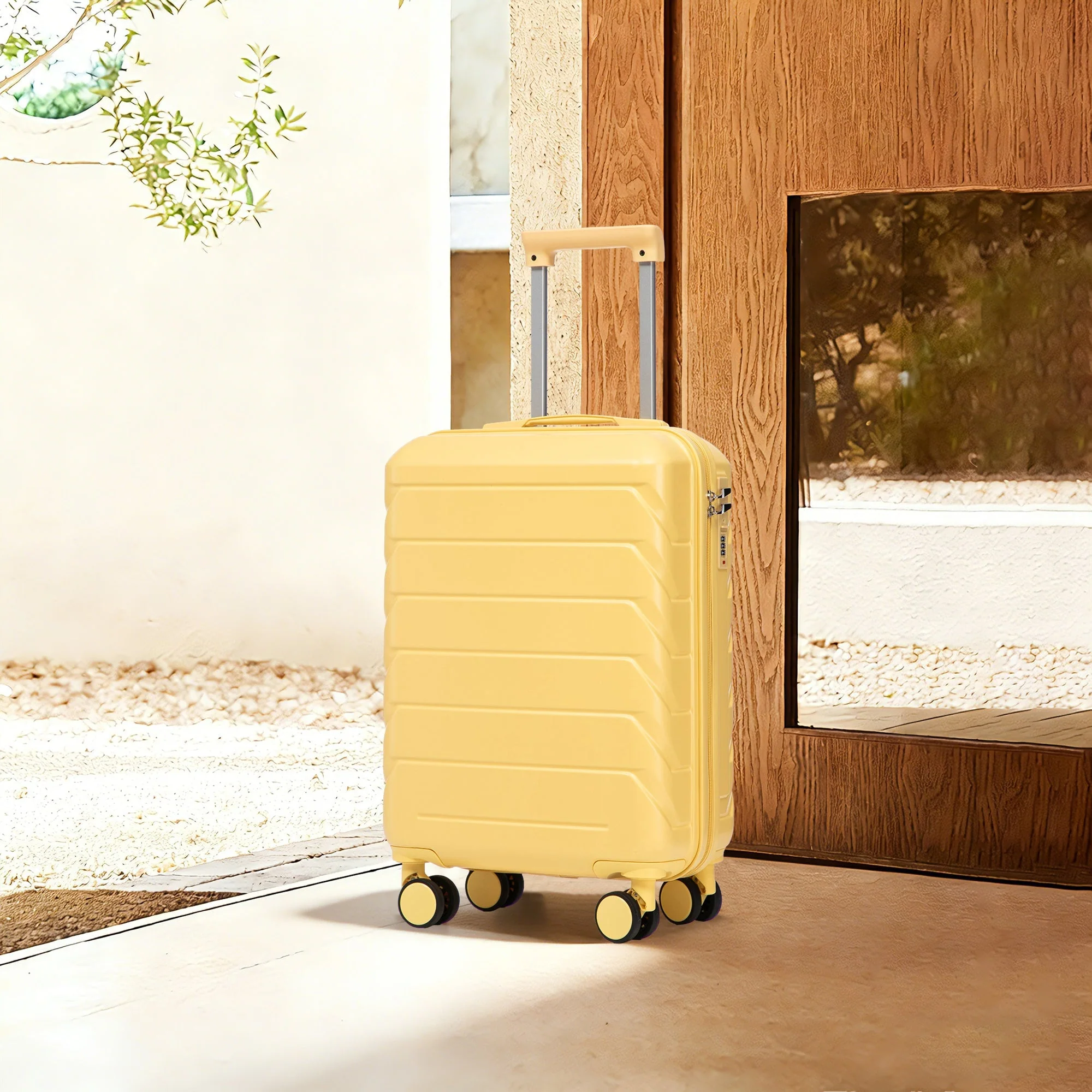20 Inch ABS Hard Shell Travel Checked Luggage - Yellow - Image 5