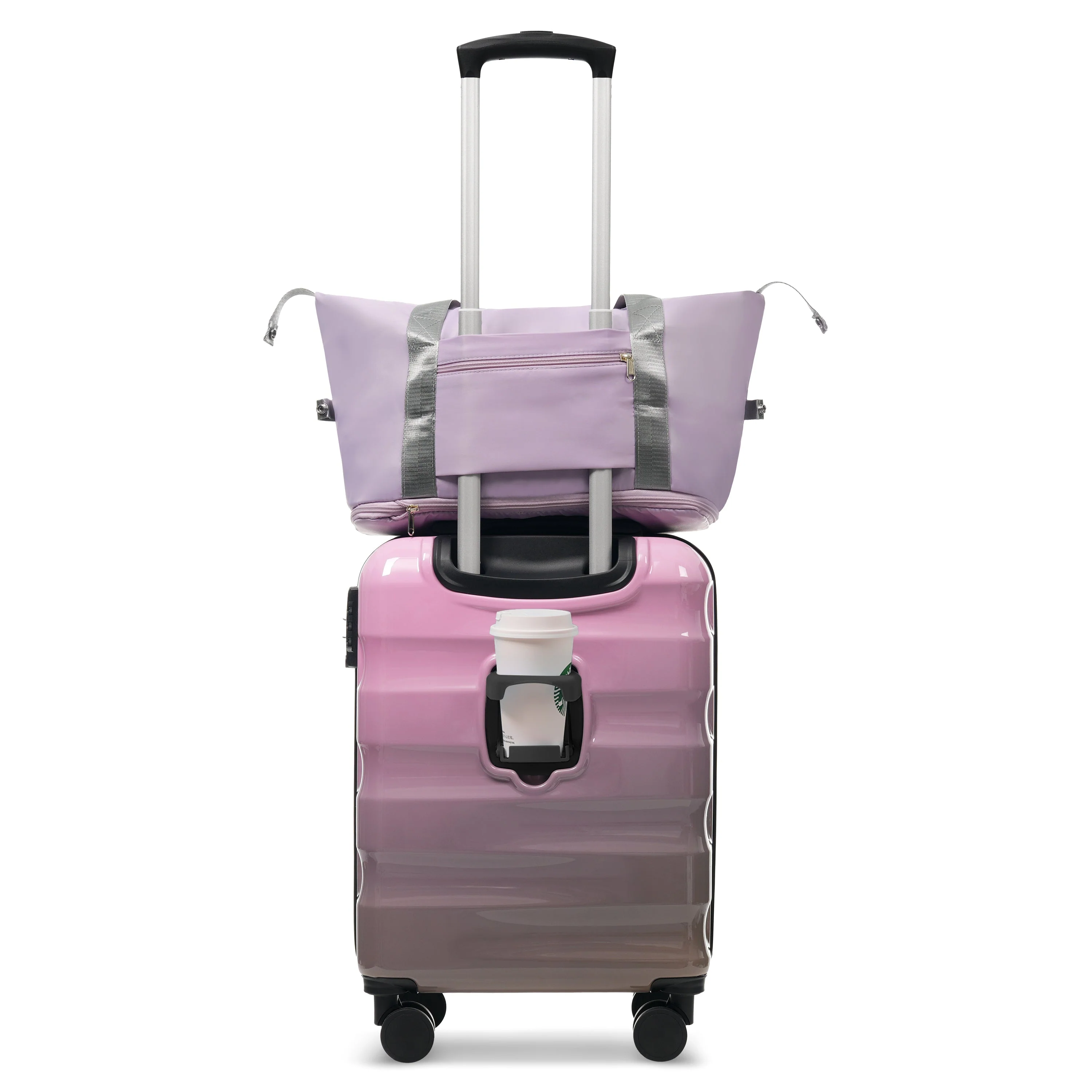 20-Inch Carry-On Suitcase with Dual Wheels and Water Bottle Holder - Image 2