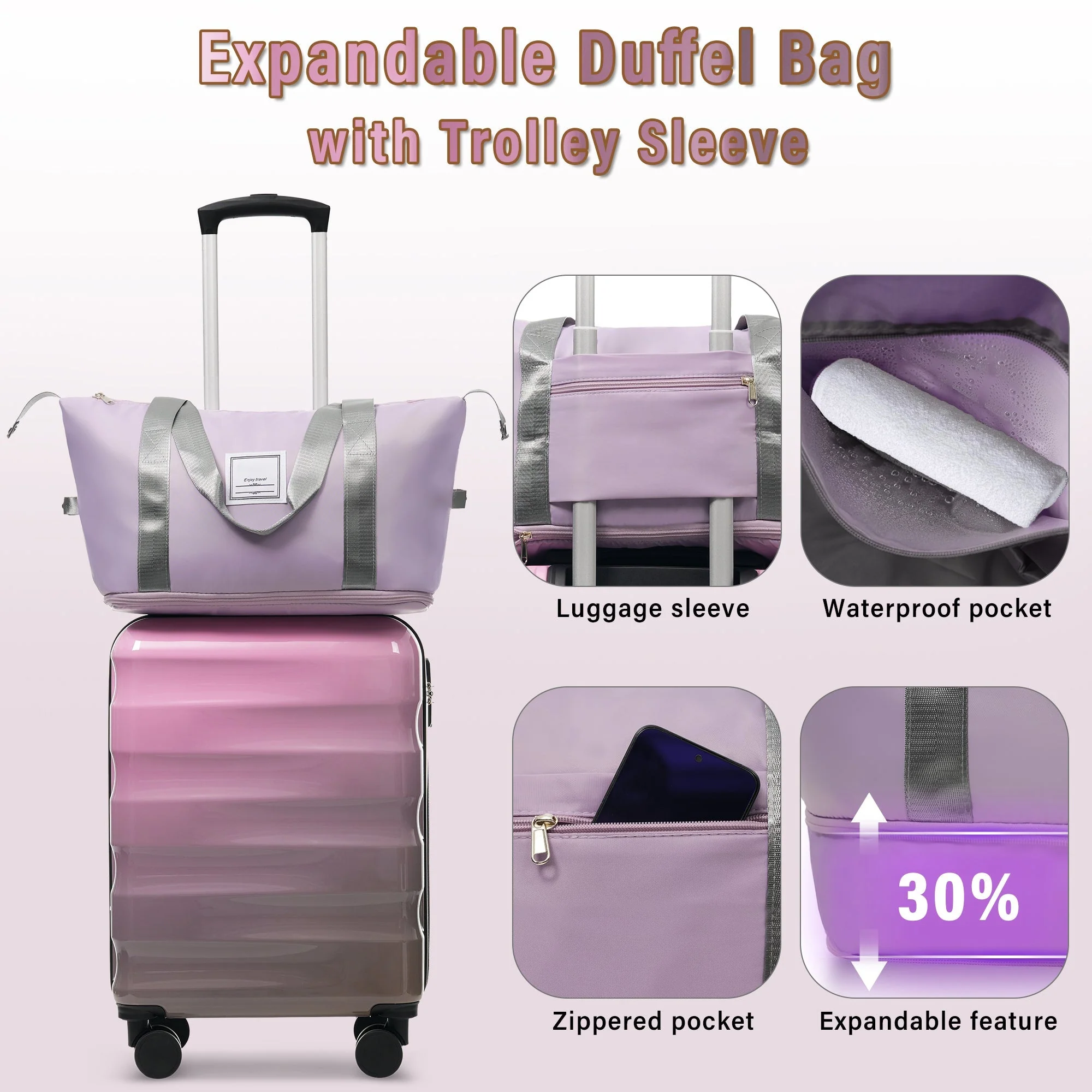20-Inch Carry-On Suitcase with Dual Wheels and Water Bottle Holder - Image 5