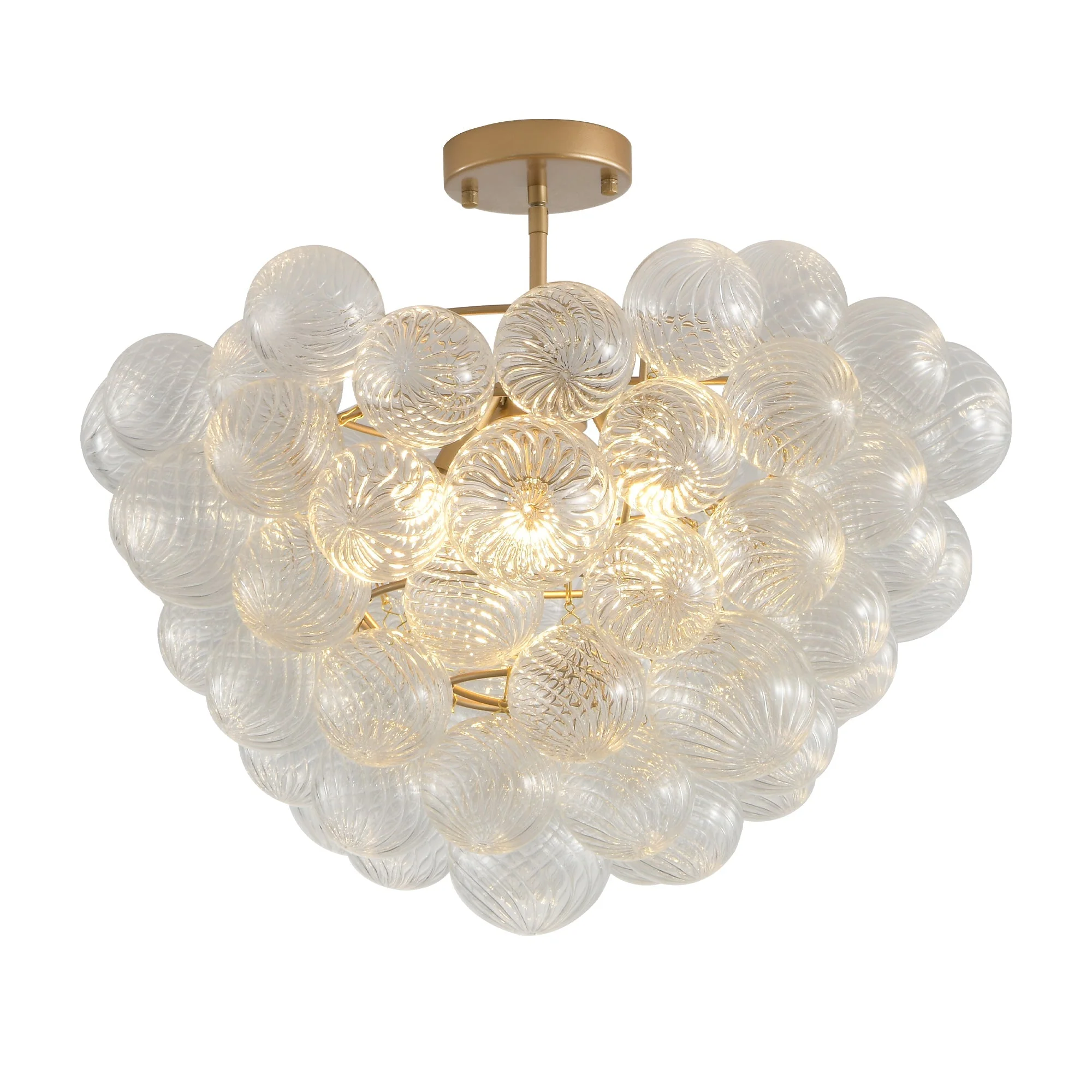 20-Inch Gold Ceiling Pendant Light with Threaded Clear Glass Globe Shade - Image 10