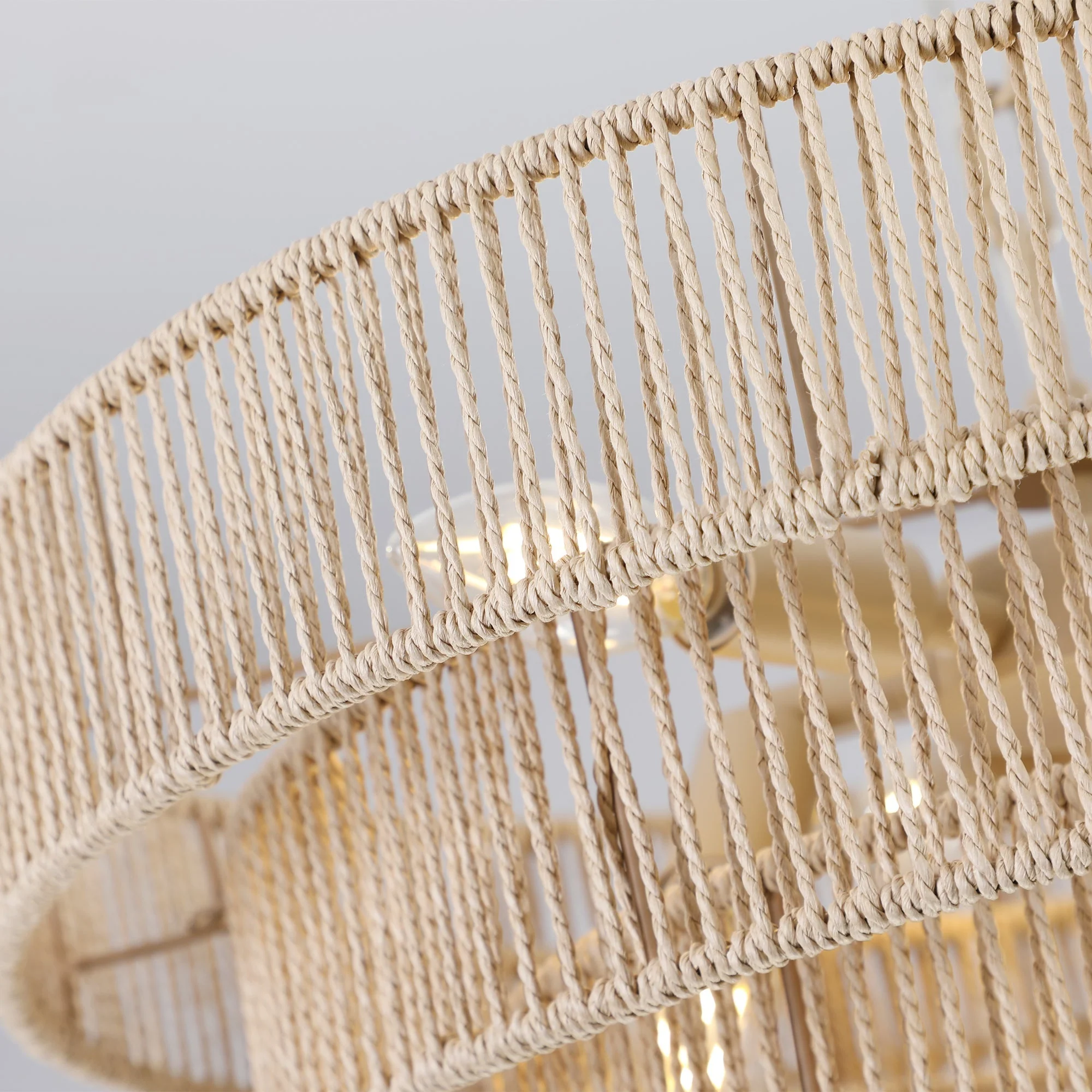 20' Modern 4-Layer Woven Hemp Rope Chandelier - Image 11
