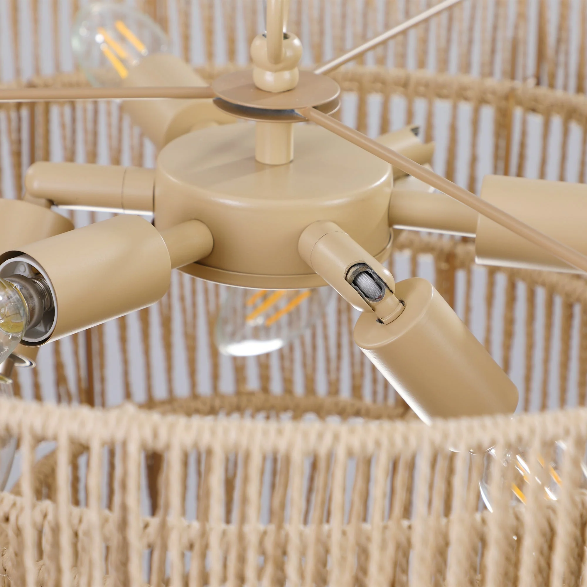 20' Modern 4-Layer Woven Hemp Rope Chandelier - Image 12