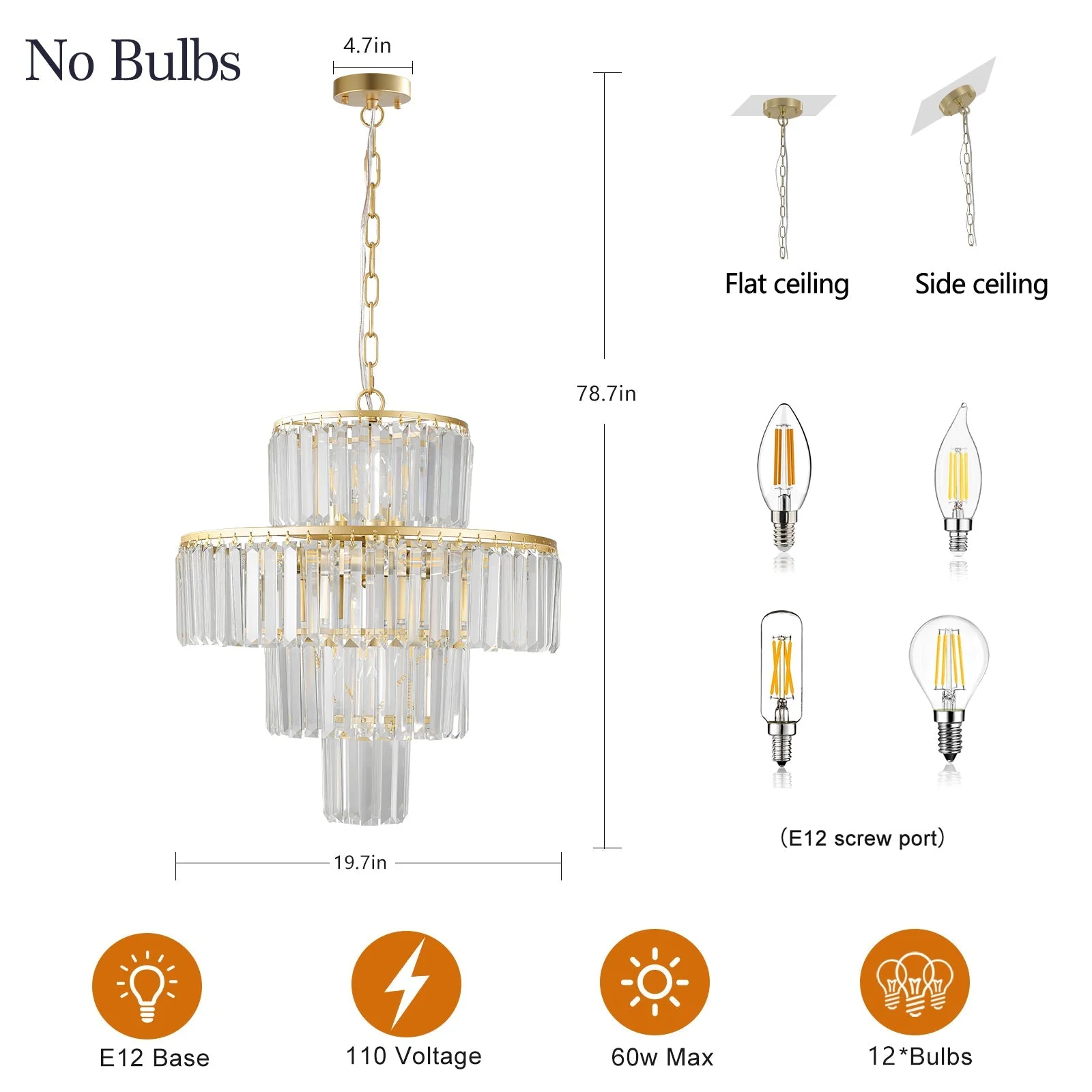 20' Modern Crystal Chandelier with Gold Finish, 4-Tier Design for Dining Room or Living Room, Elegant Crystal Pendant Light Fixture (Bulb Not Included) - Image 10