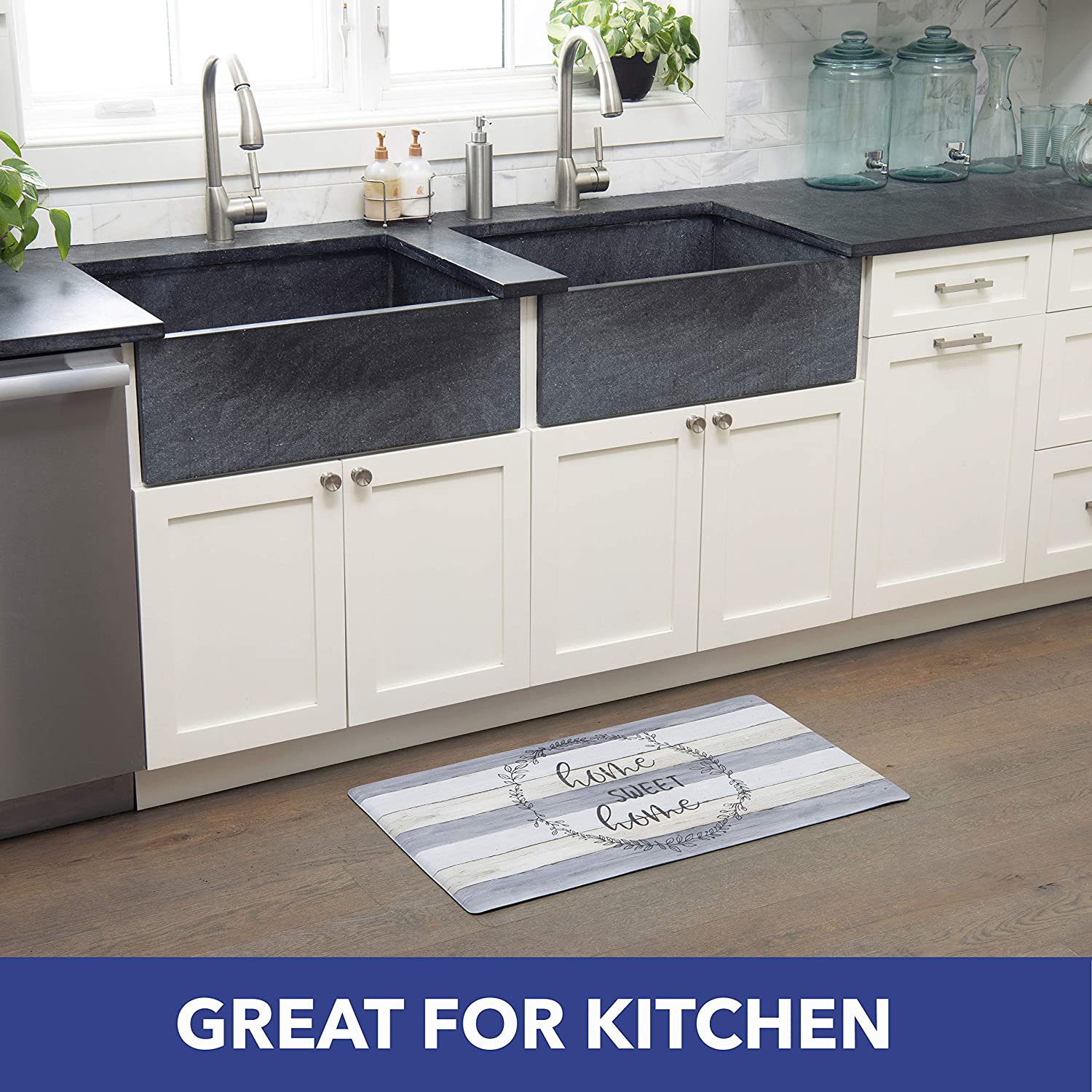 20" x 55" Anti-Fatigue Memory Foam Kitchen Runner Mat Home Sweet Home - Image 3